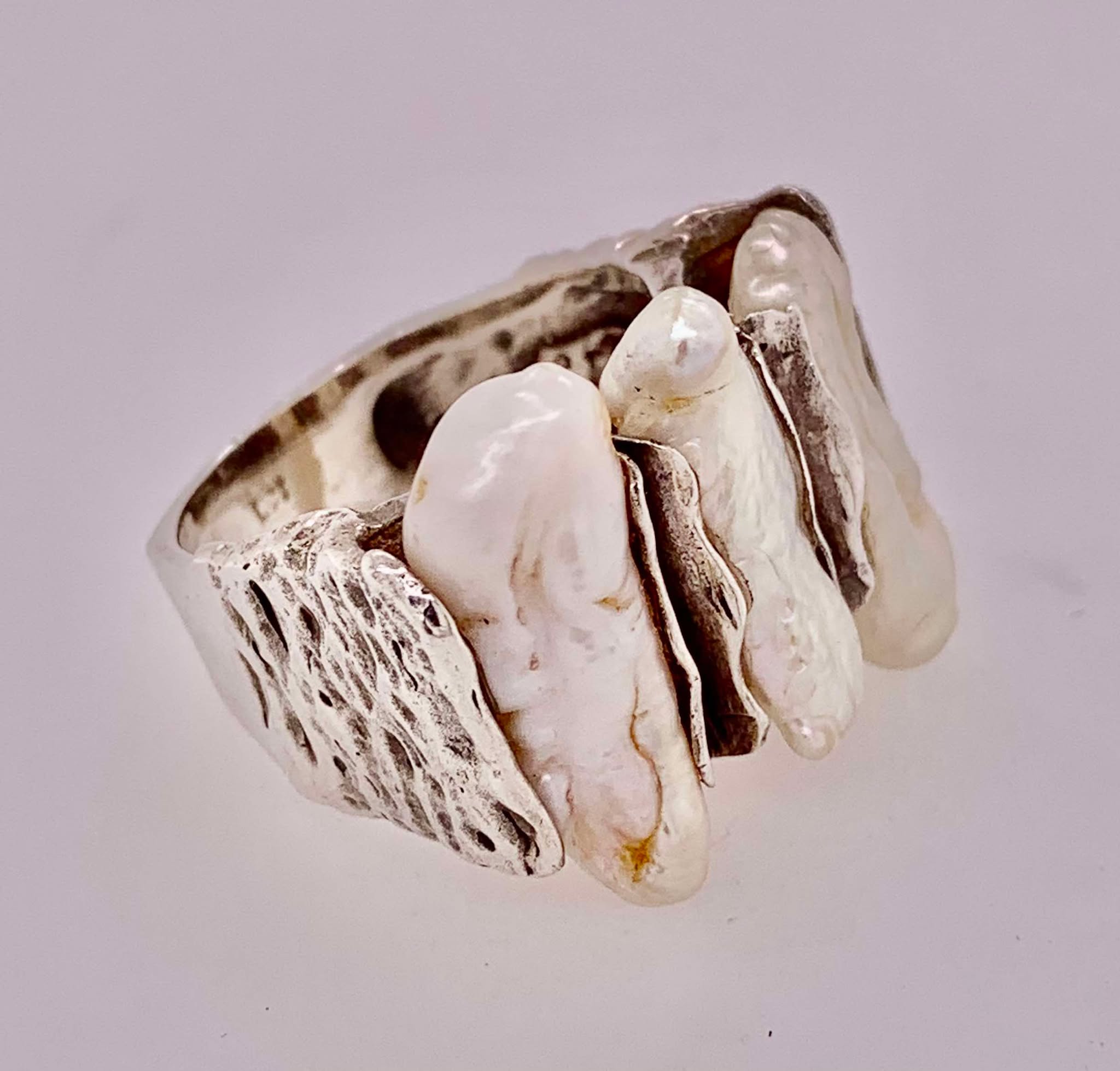 Sterling & Freshwater Keshi Pearl Ring