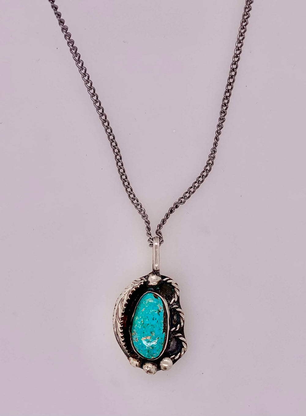 Estate Sterling Silver & Turquoise Necklace