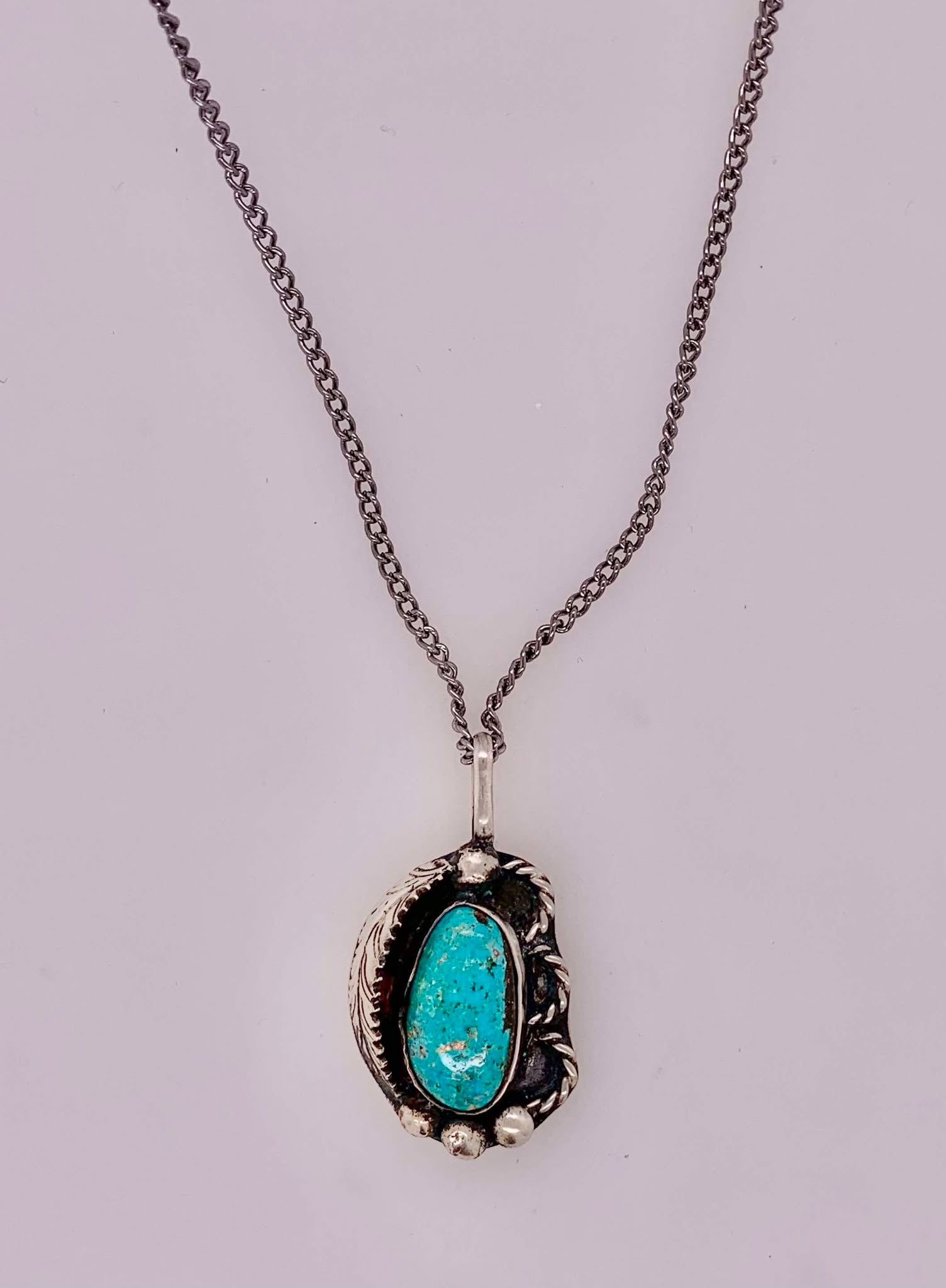Estate Sterling Silver & Turquoise Necklace