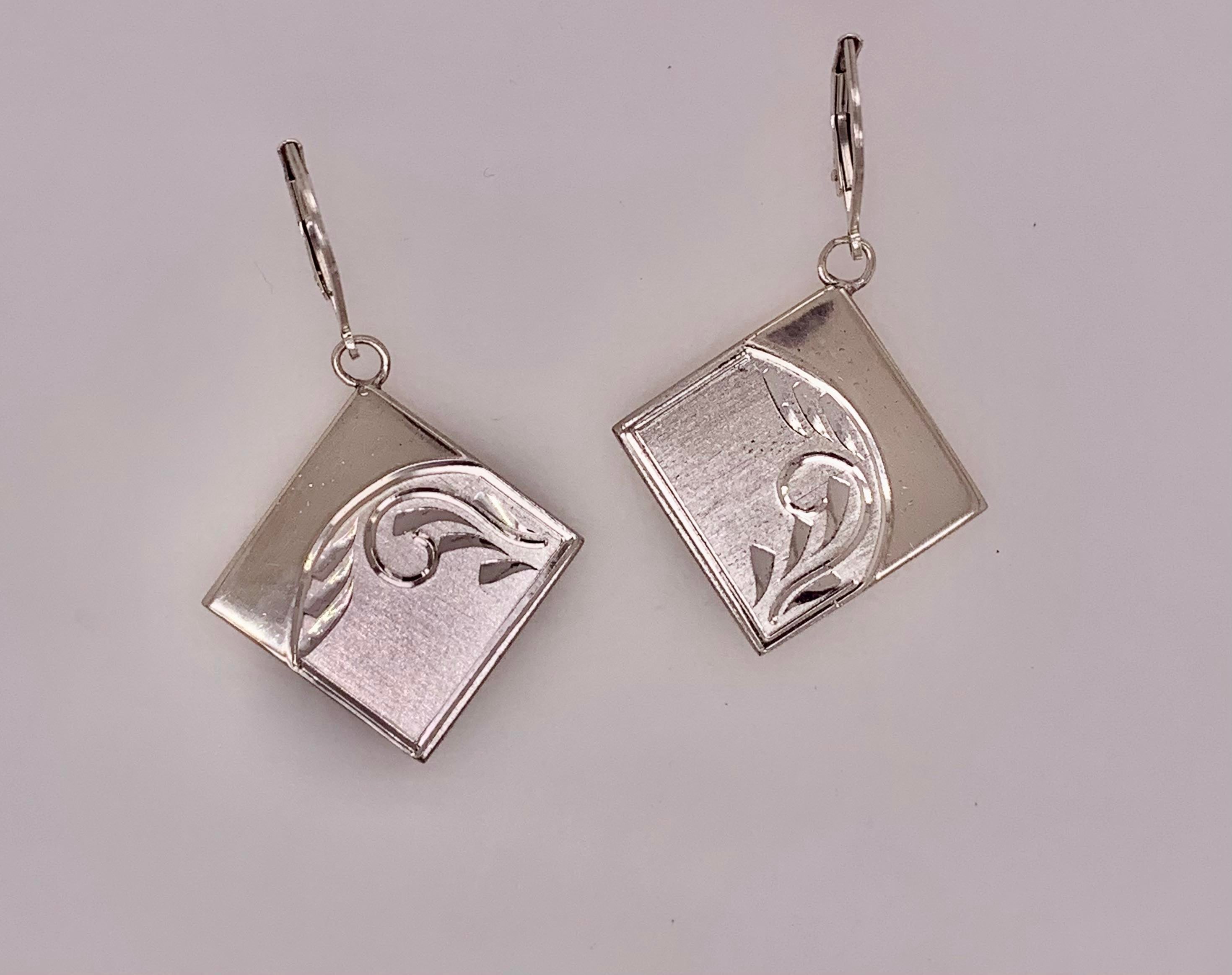 Vintage Sterling Silver Cuff Link Earrings