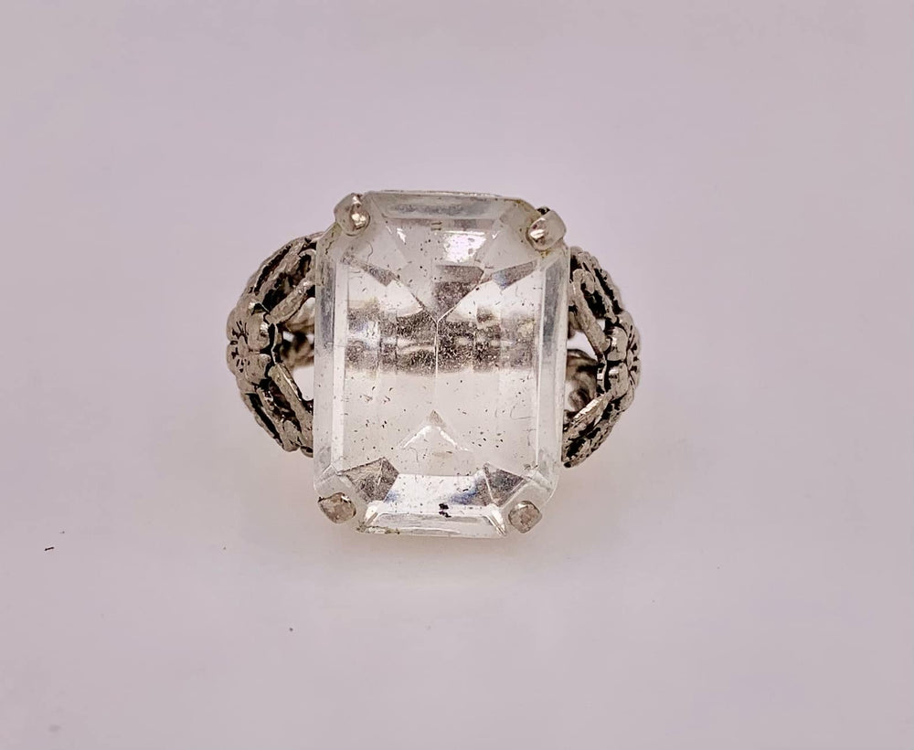 Estate Fashion Silver Tone Adjustable Filigree Ring