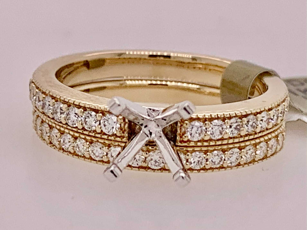 14K Two tone Bridal Semi-Mount Set