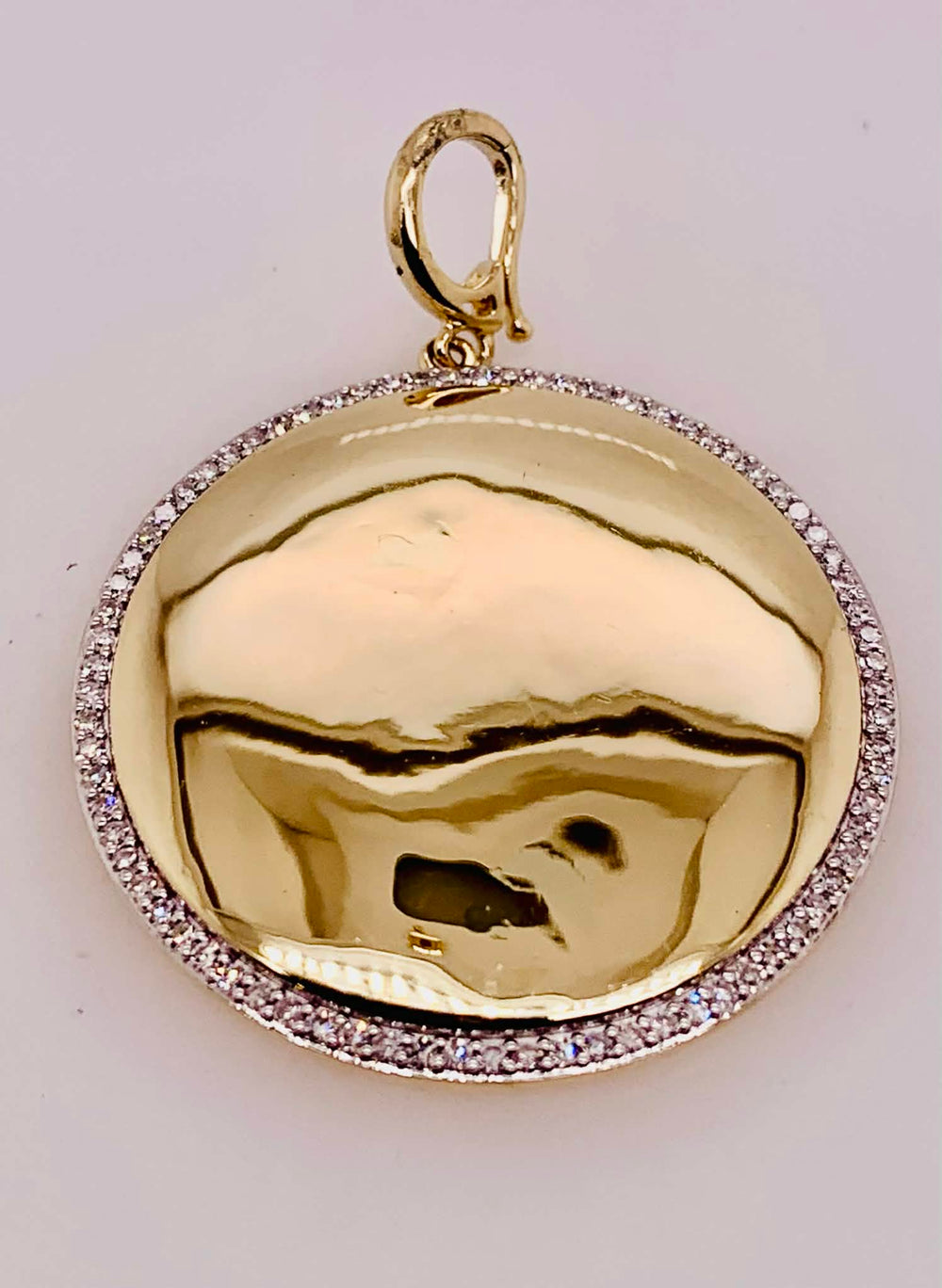 14K Gold Diamond Disc Charm