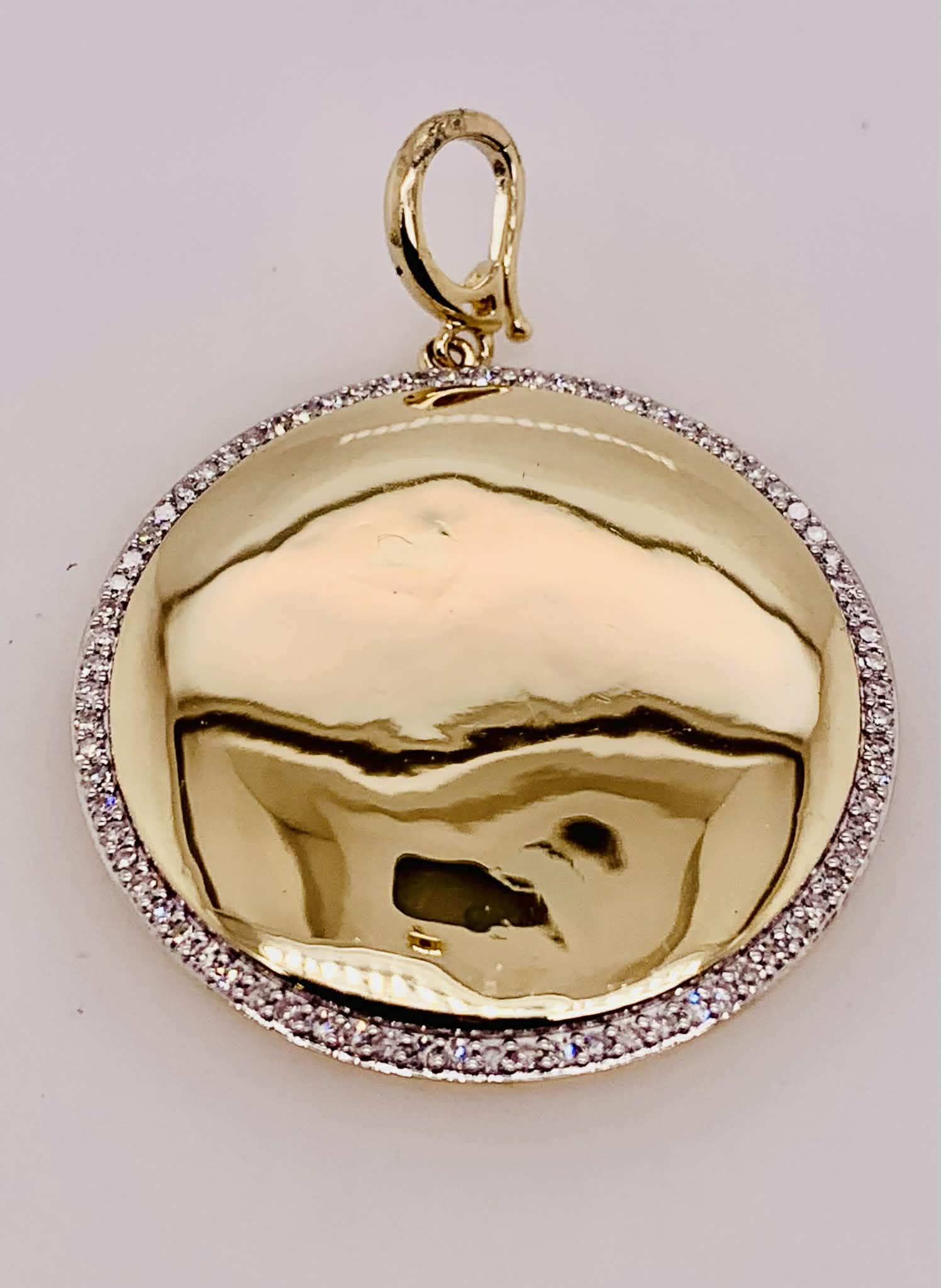 14K Gold Diamond Disc Charm