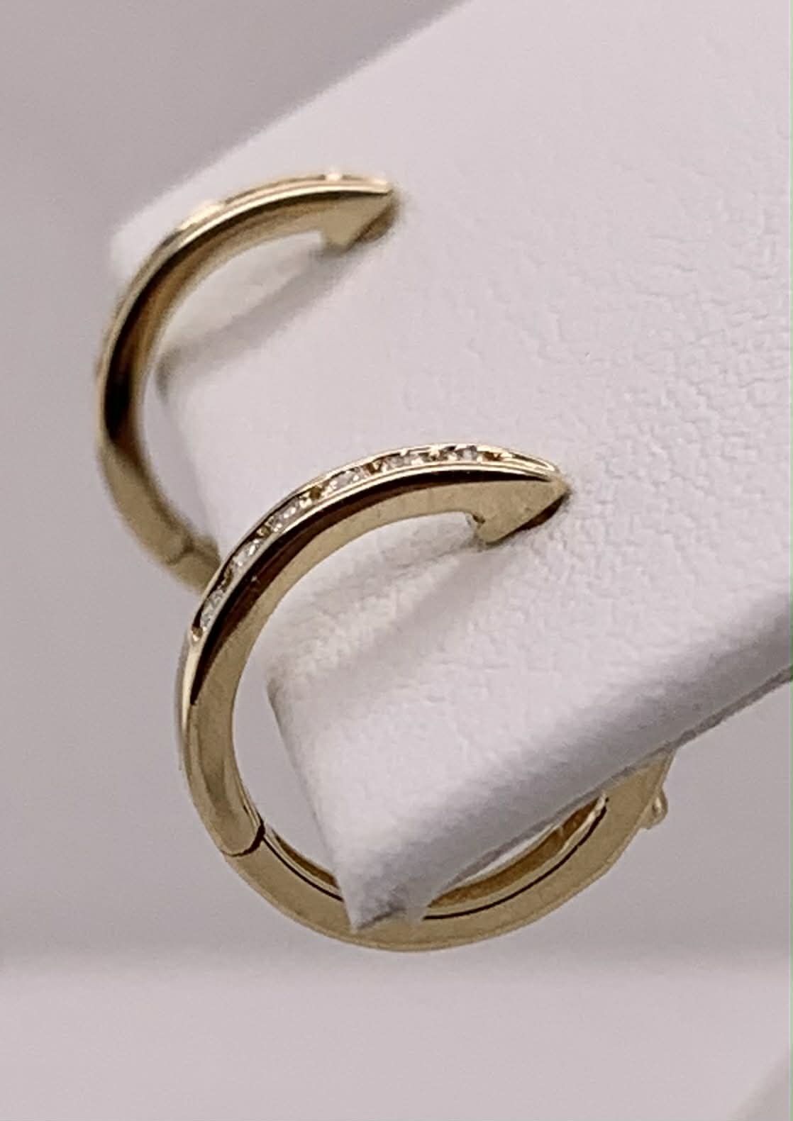 14K Diamond Huggie Hoop Earrings
