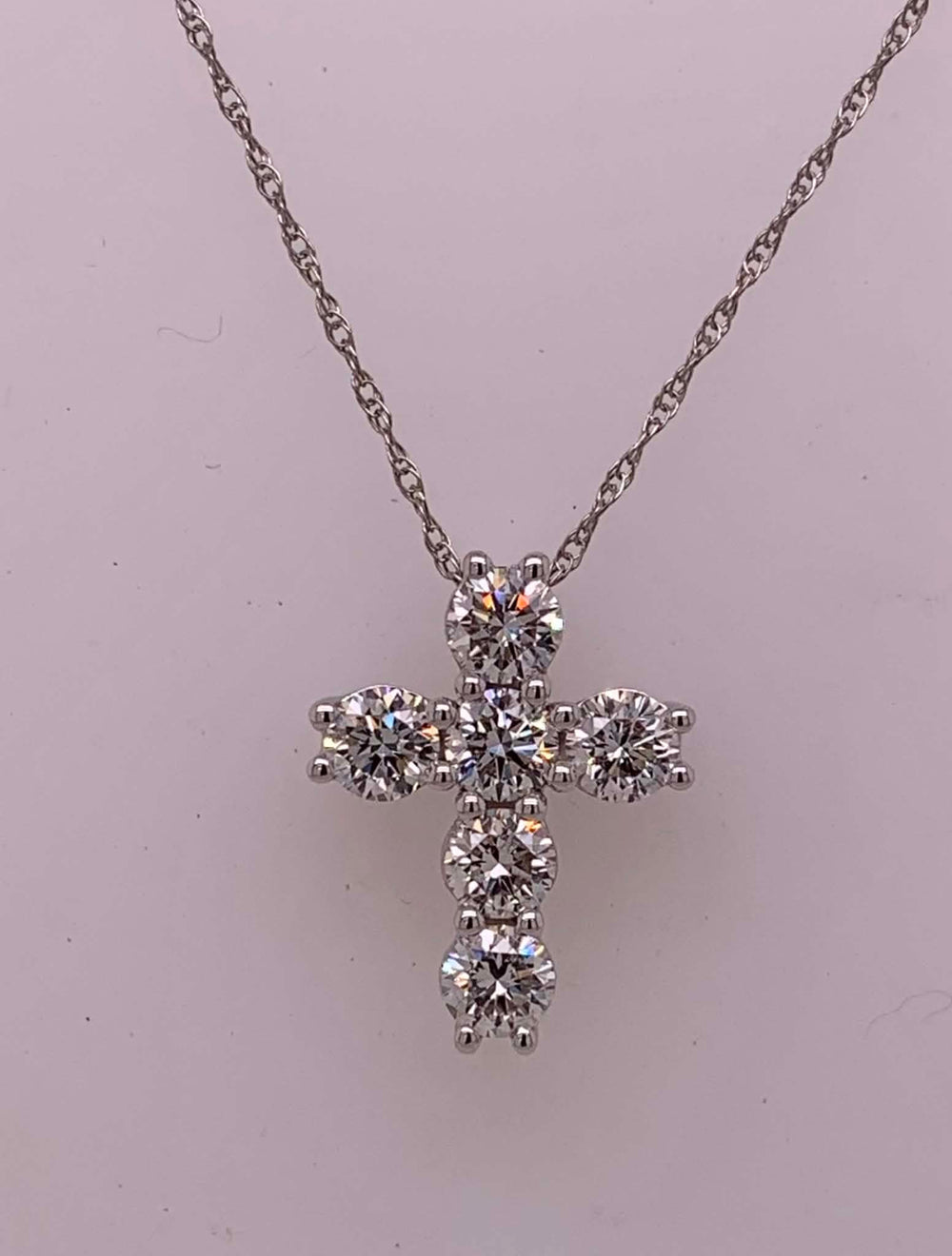 14K LAB Diamond Cross Pendant
