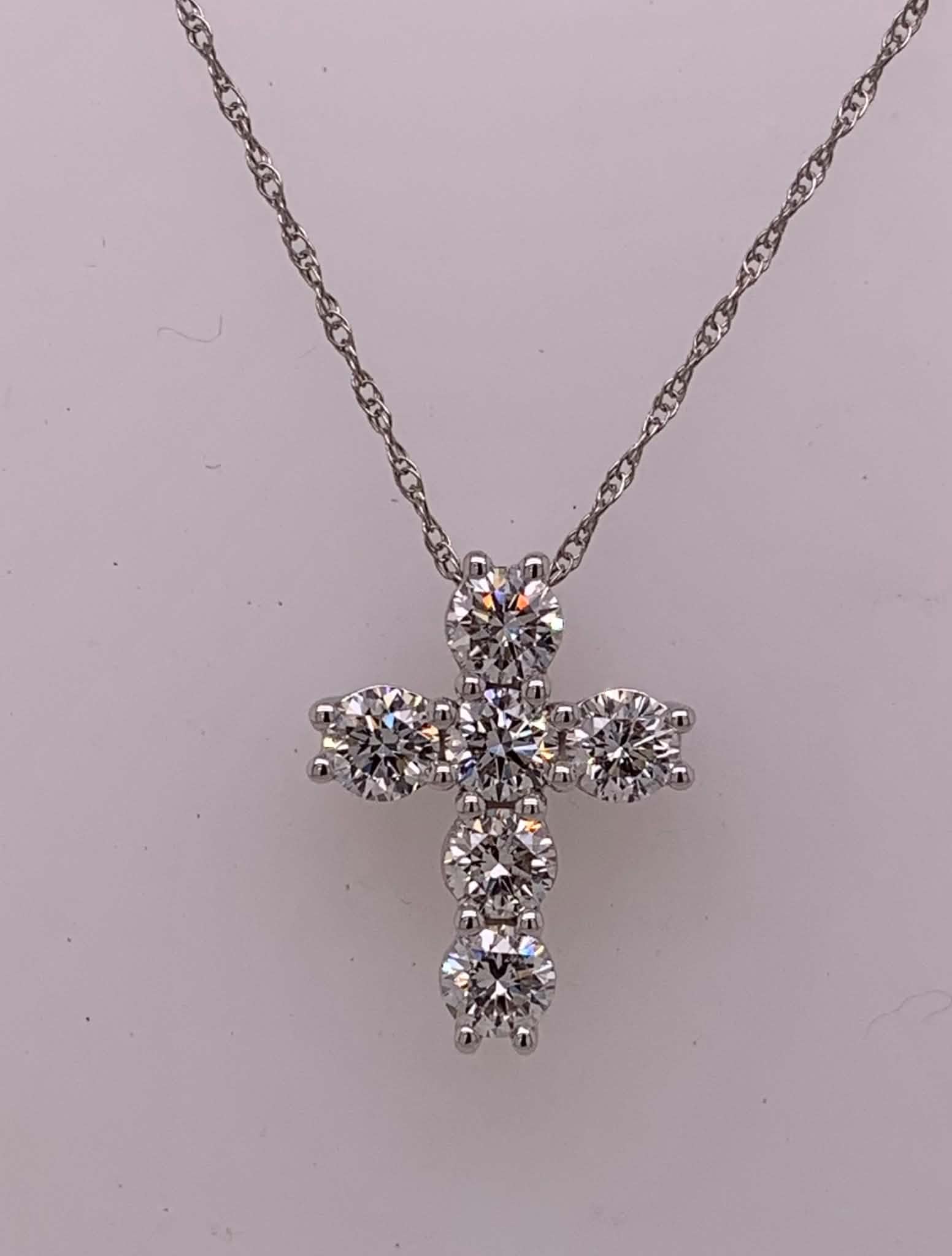 14K LAB Diamond Cross Pendant