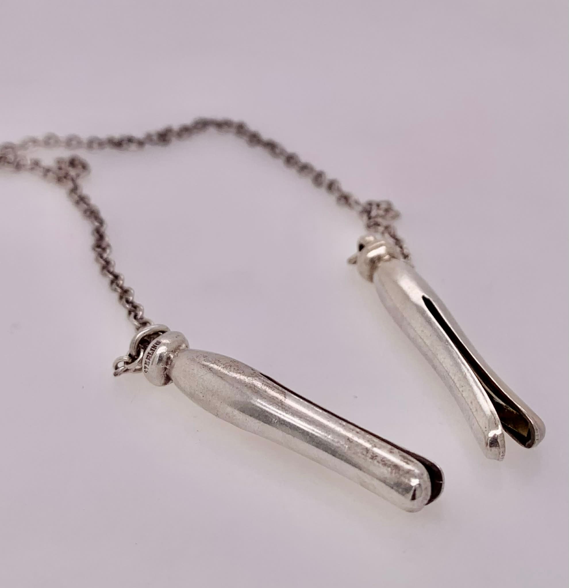 Estate Sterling Silver Clothes Pin Bib Clips