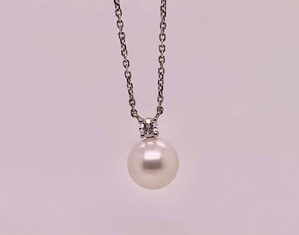 14K Pearl & Diamond Necklace