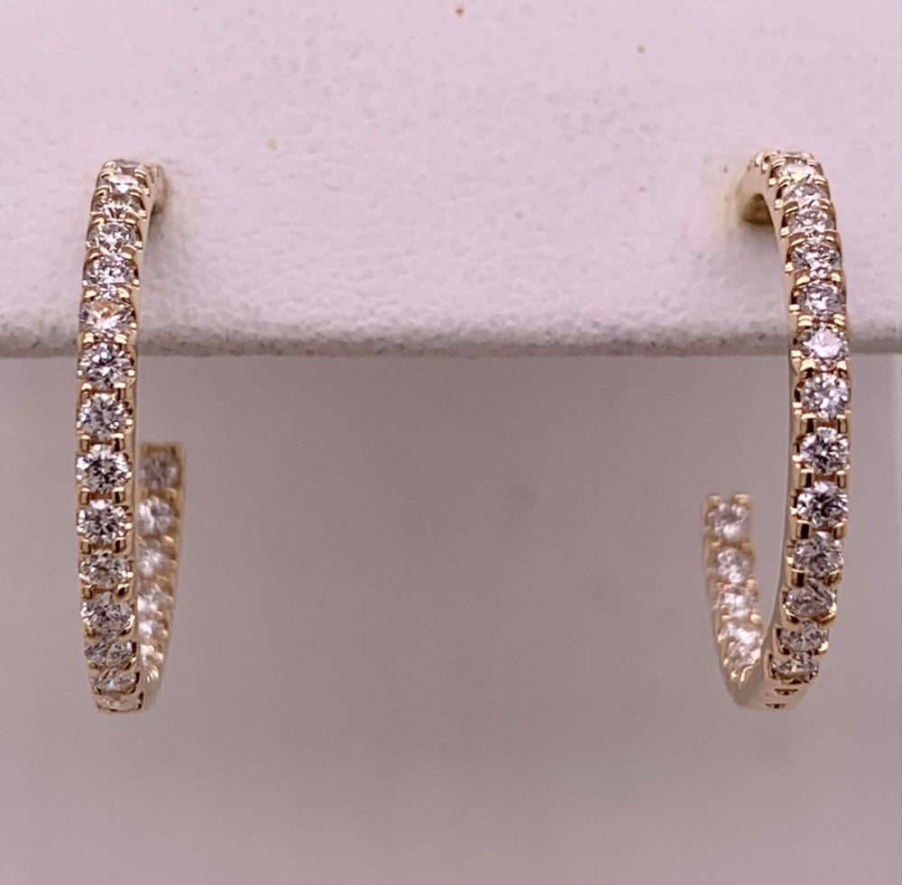 14K Gold Diamond Hoop Earrings