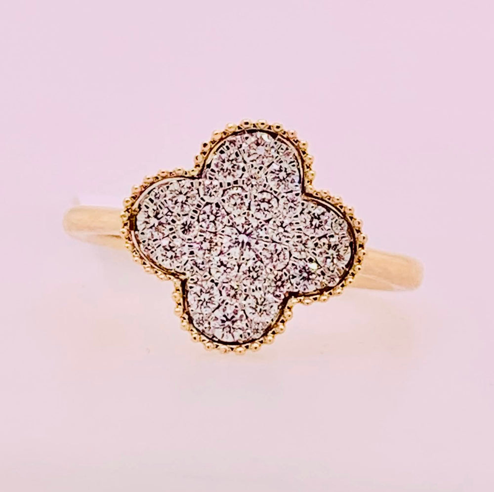 14K Diamond Clover Ring
