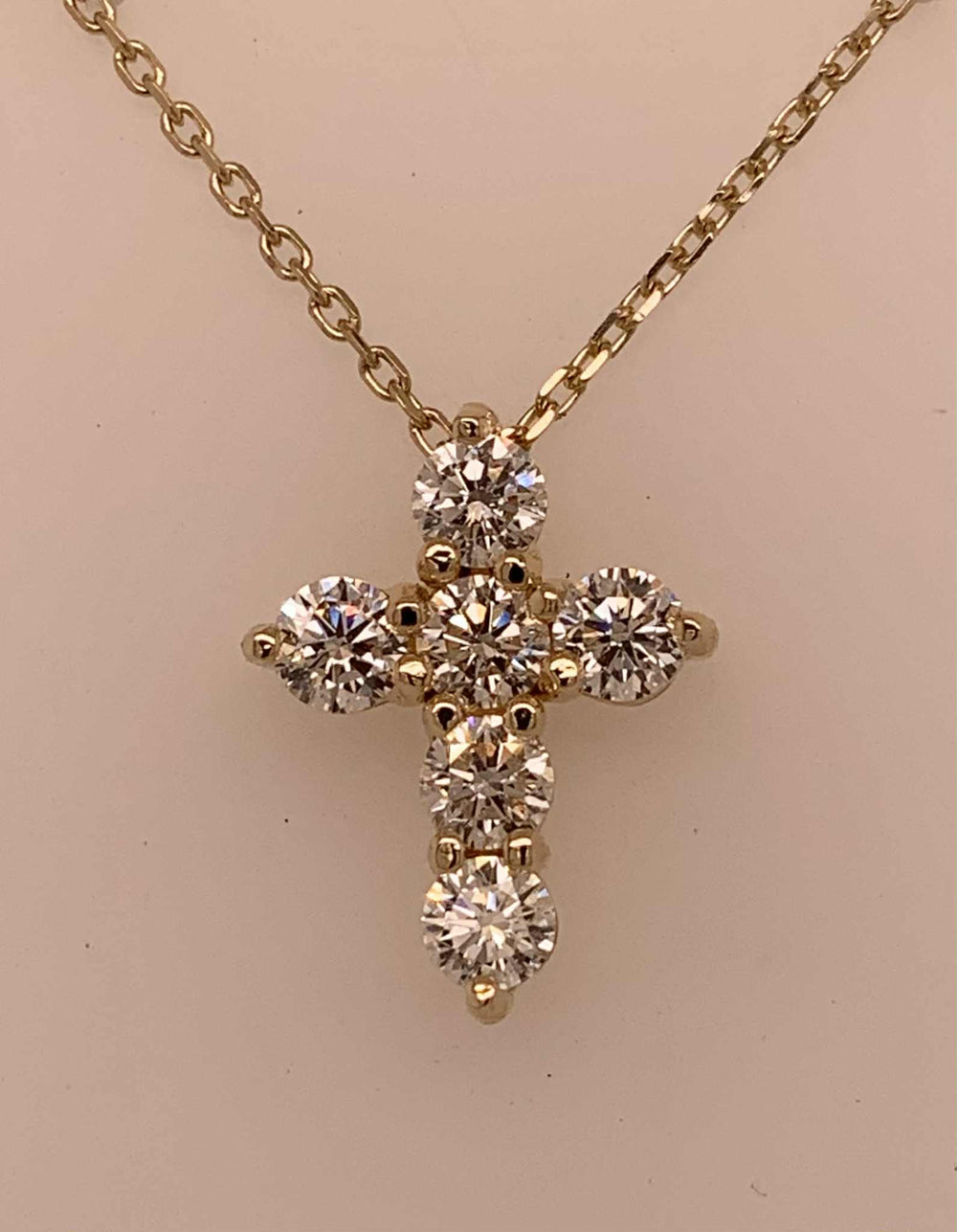 14K LAB Diamond Cross Pendant
