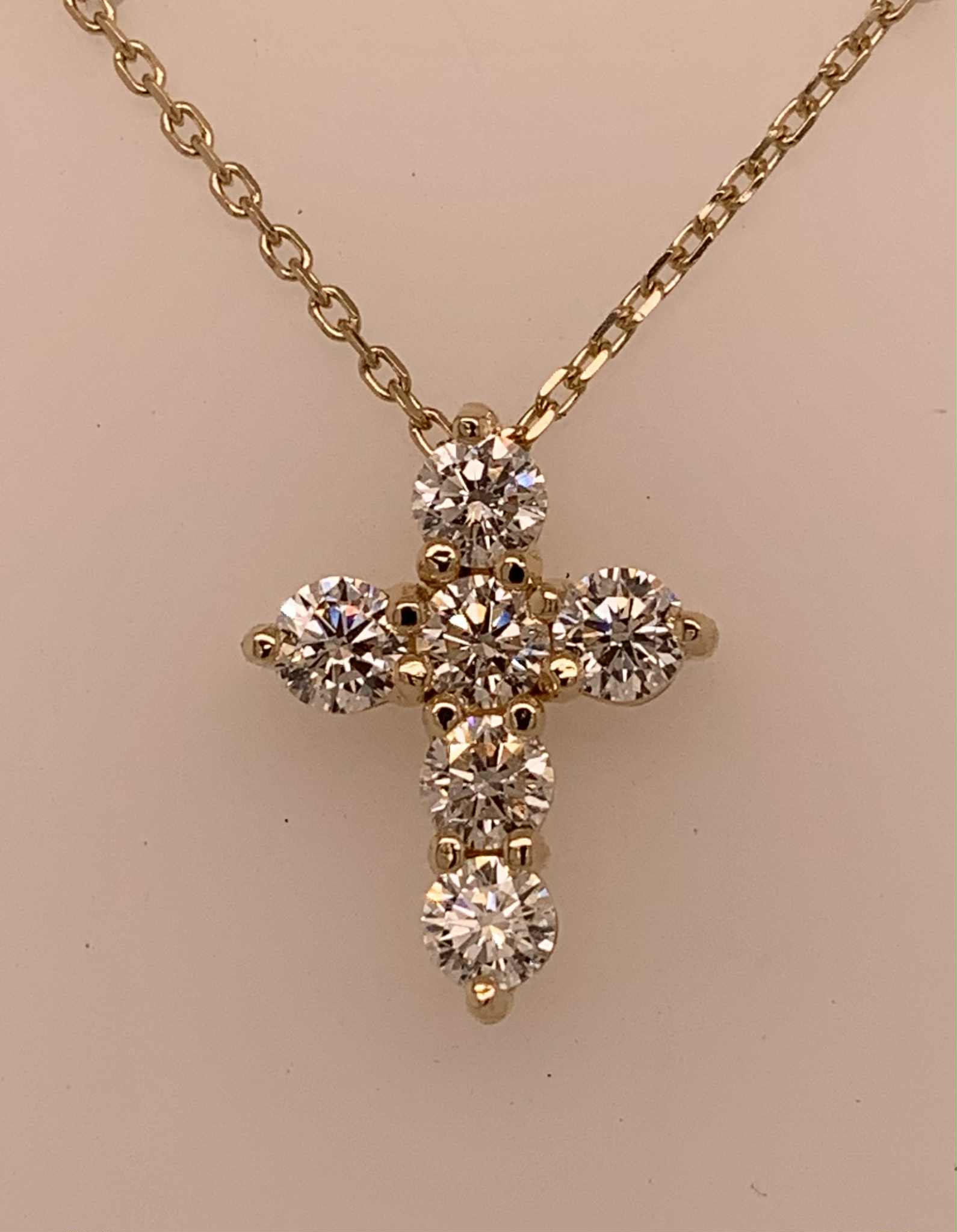 14K LAB Diamond Cross Pendant