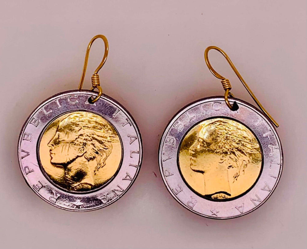 Estate Italian 500 Lire Earrings