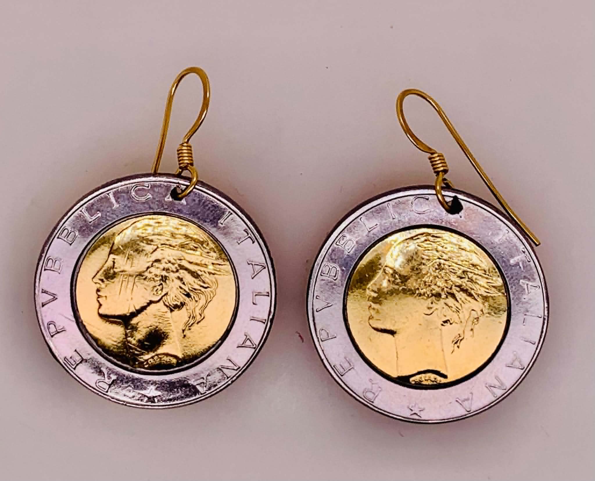 Estate Italian 500 Lire Earrings