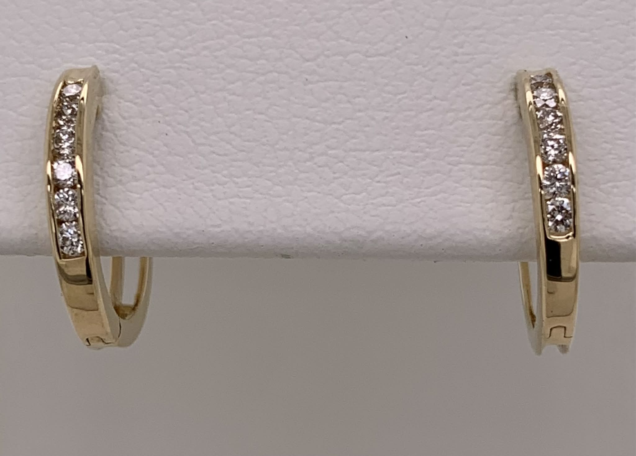 14K Diamond Huggie Hoop Earrings