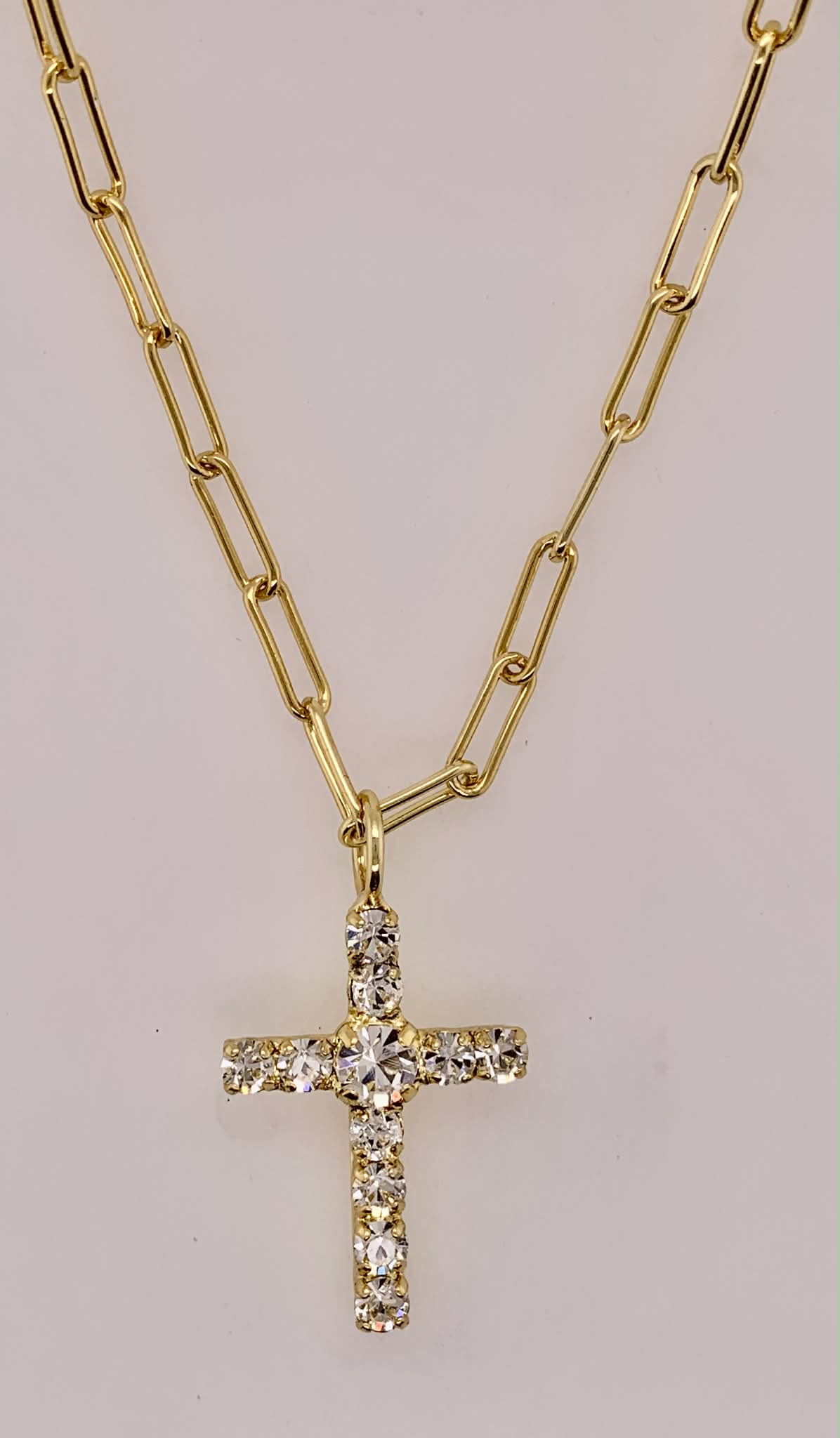 Cross Paperclip Pendant Necklace