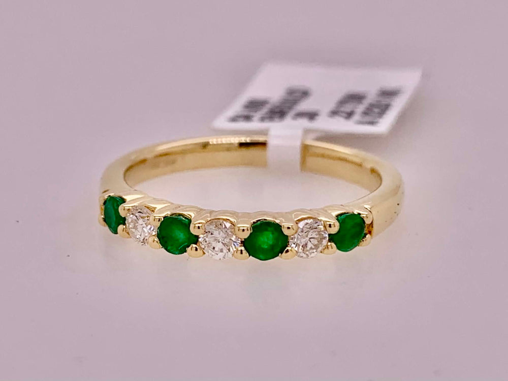 14K Emerald & Diamond Band