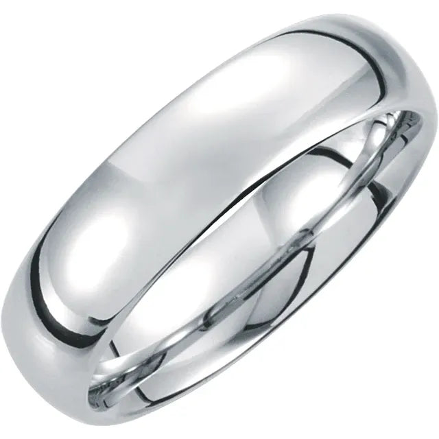 White Tungsten Comfort-Fit Half Round Band