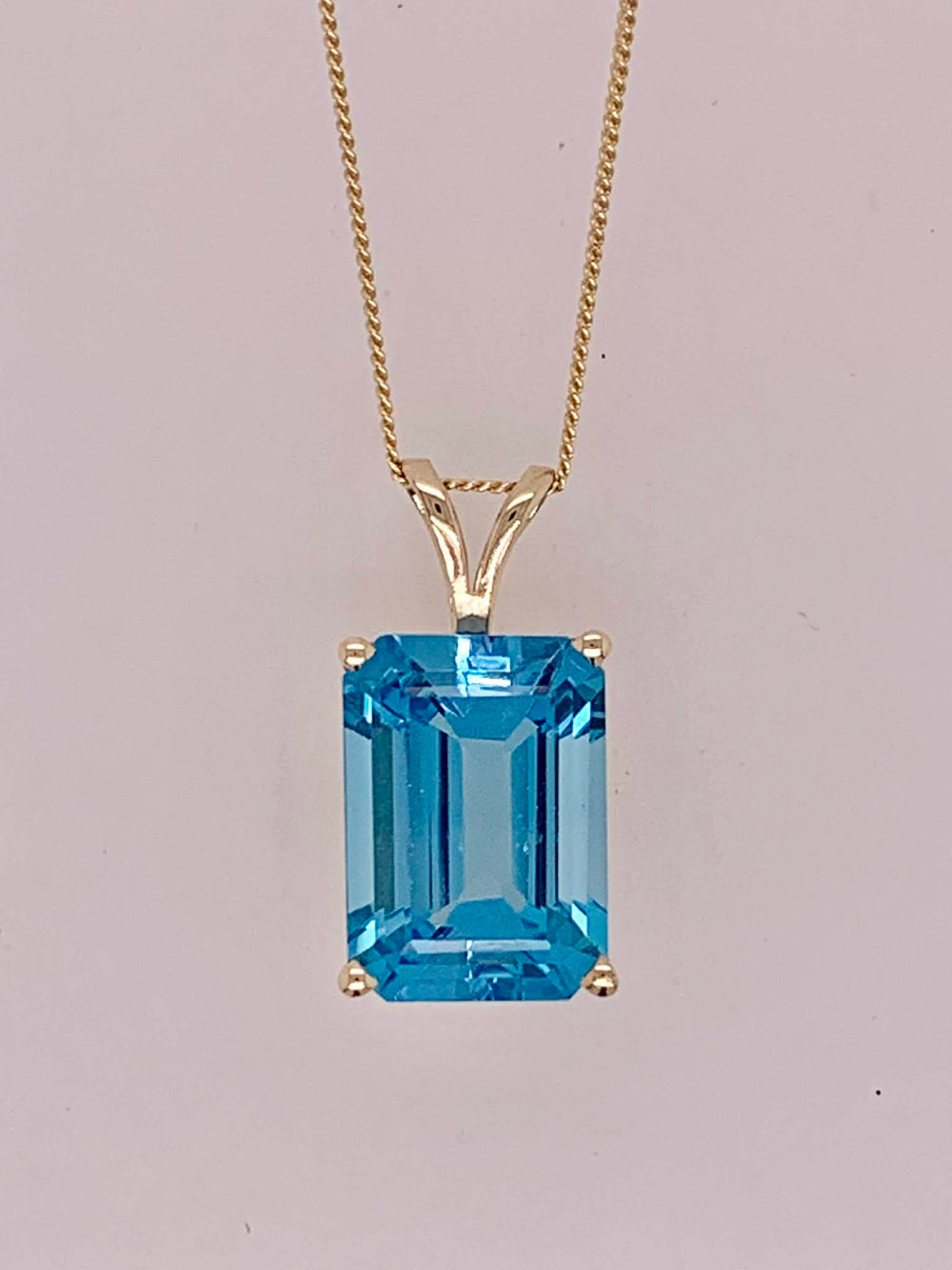14K Blue Topaz Pendant
