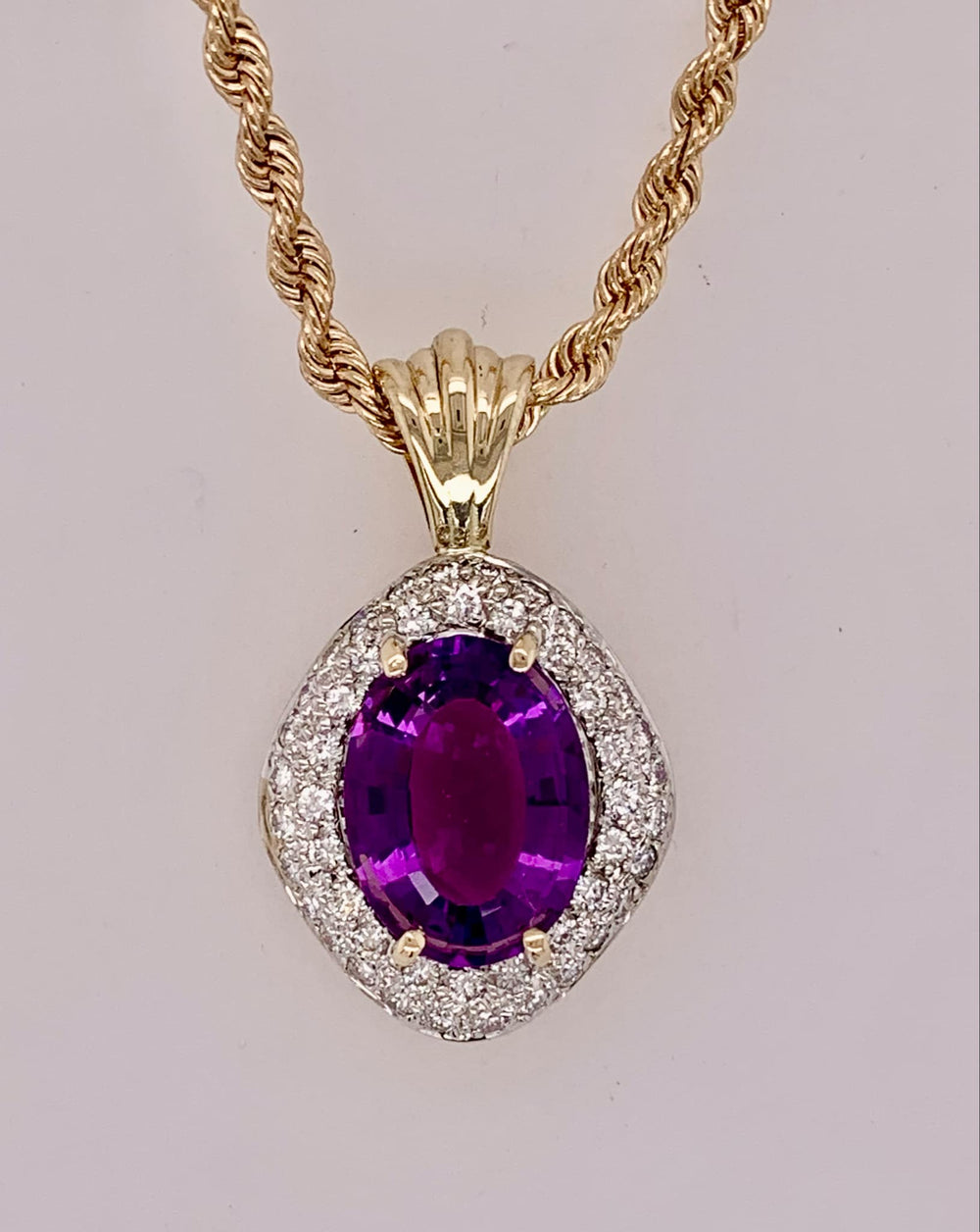 Estate Amethyst & Diamond Pendant
