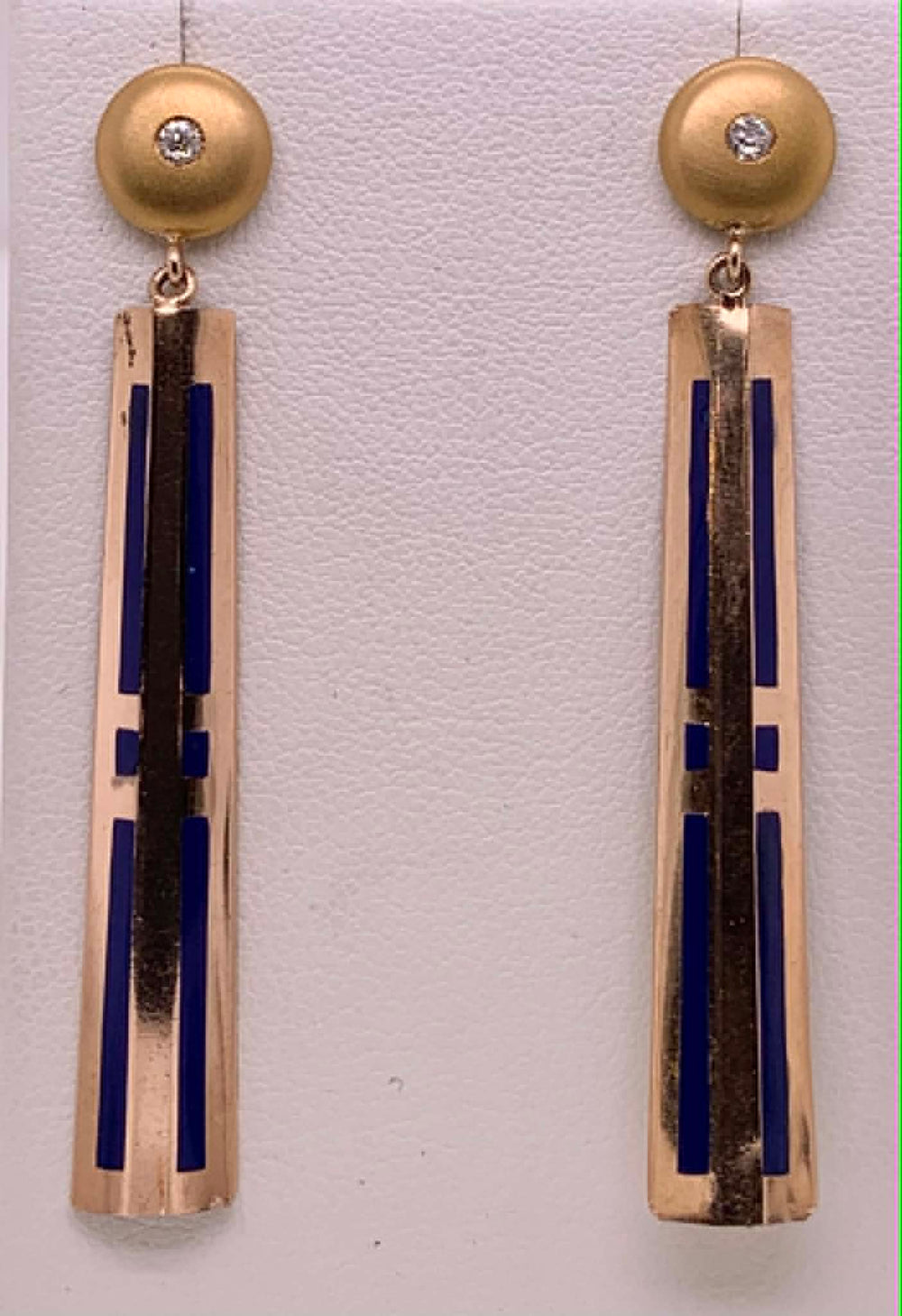 Estate Gold Diamond & Enamel Earrings