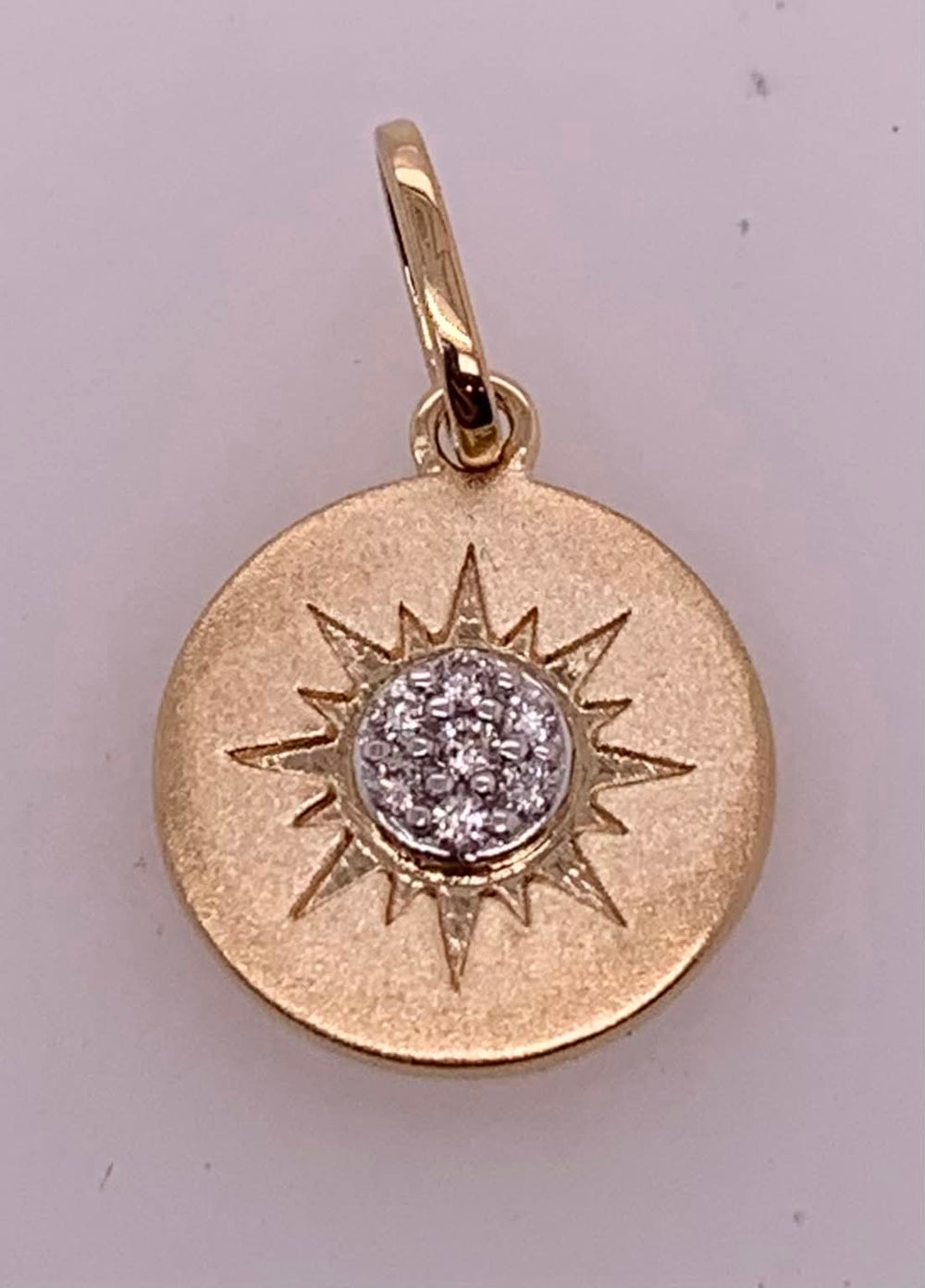 14K Sunburst Diamond Pendant