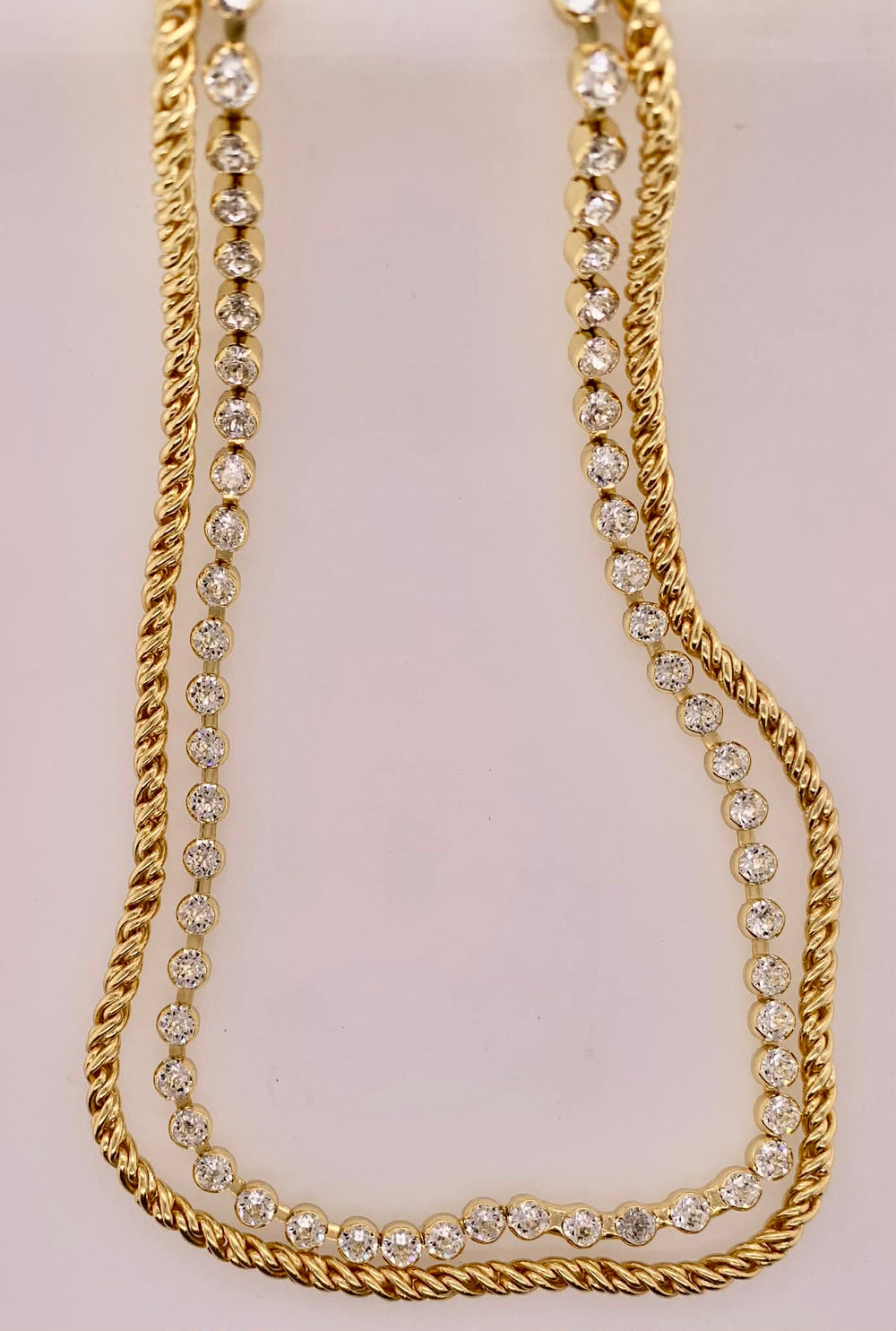 Crystal and Rope Chain Layered Necklace