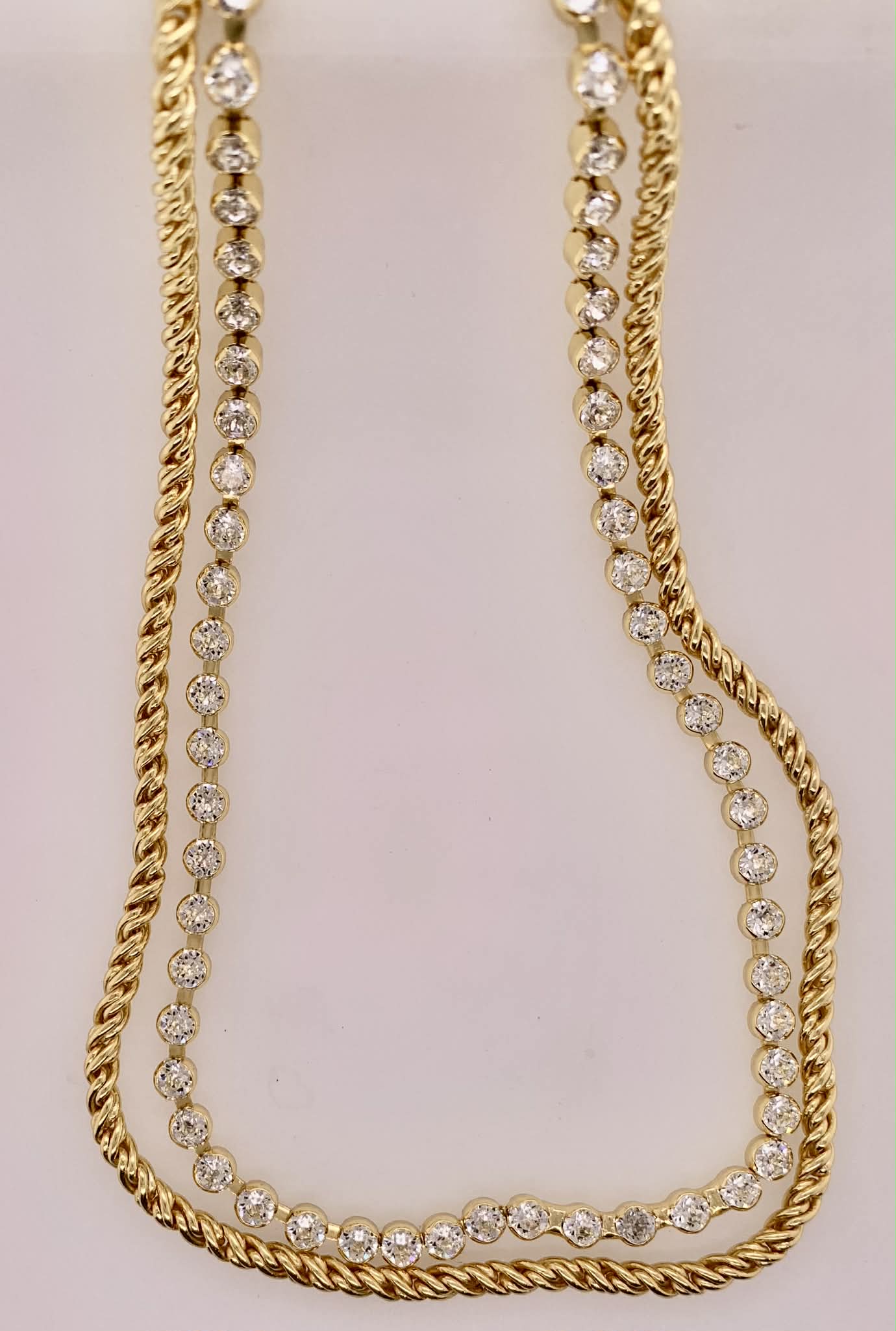 Crystal and Rope Chain Layered Necklace