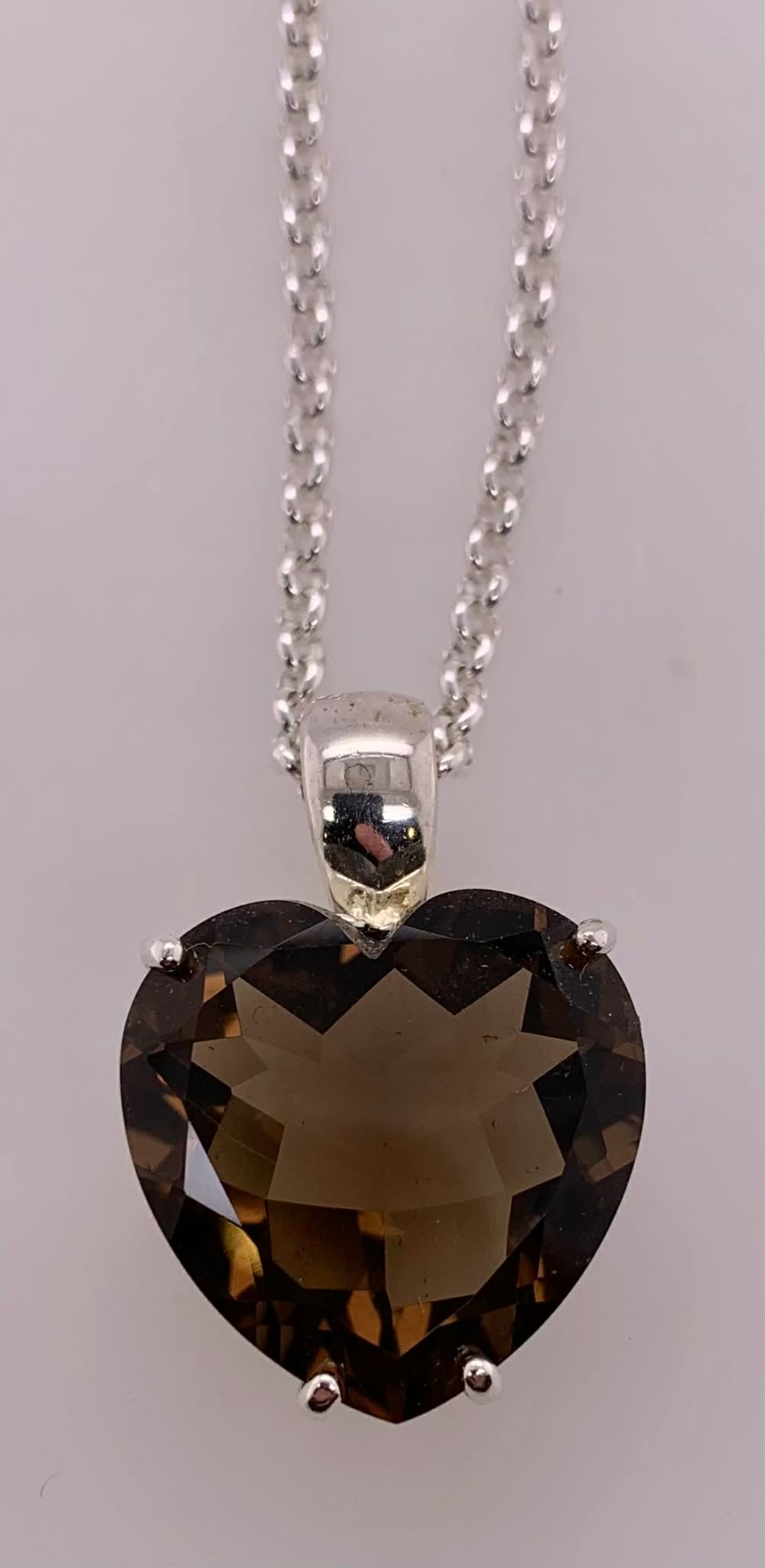Sterling Smoky Quartz Heart Pendant