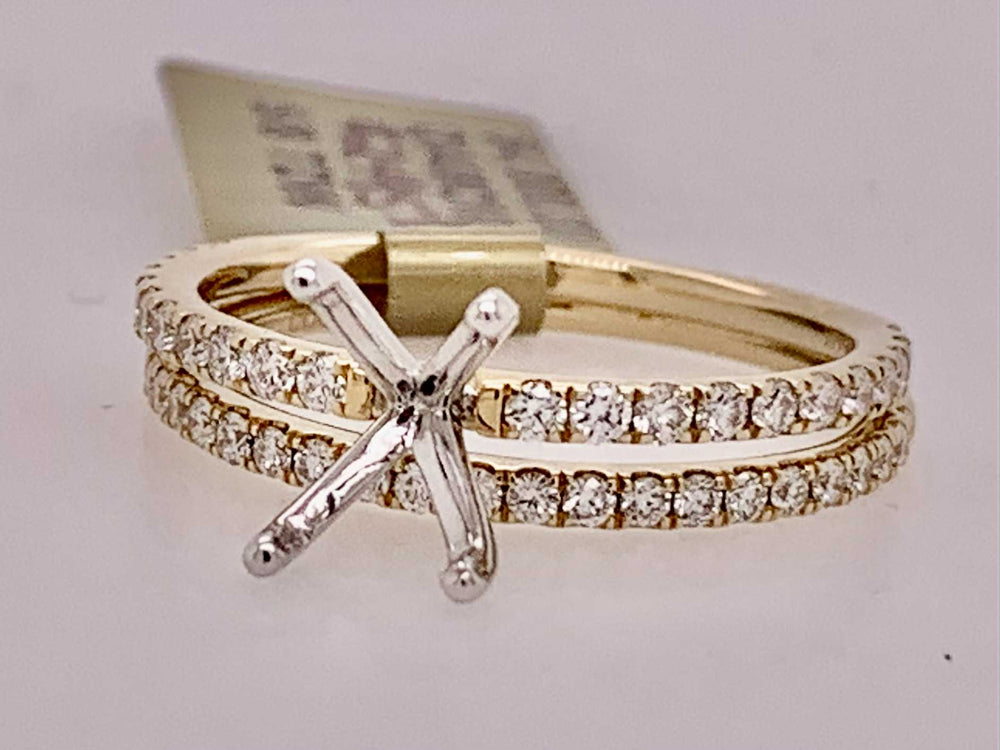 14K Two tone Bridal Semi-Mount Set
