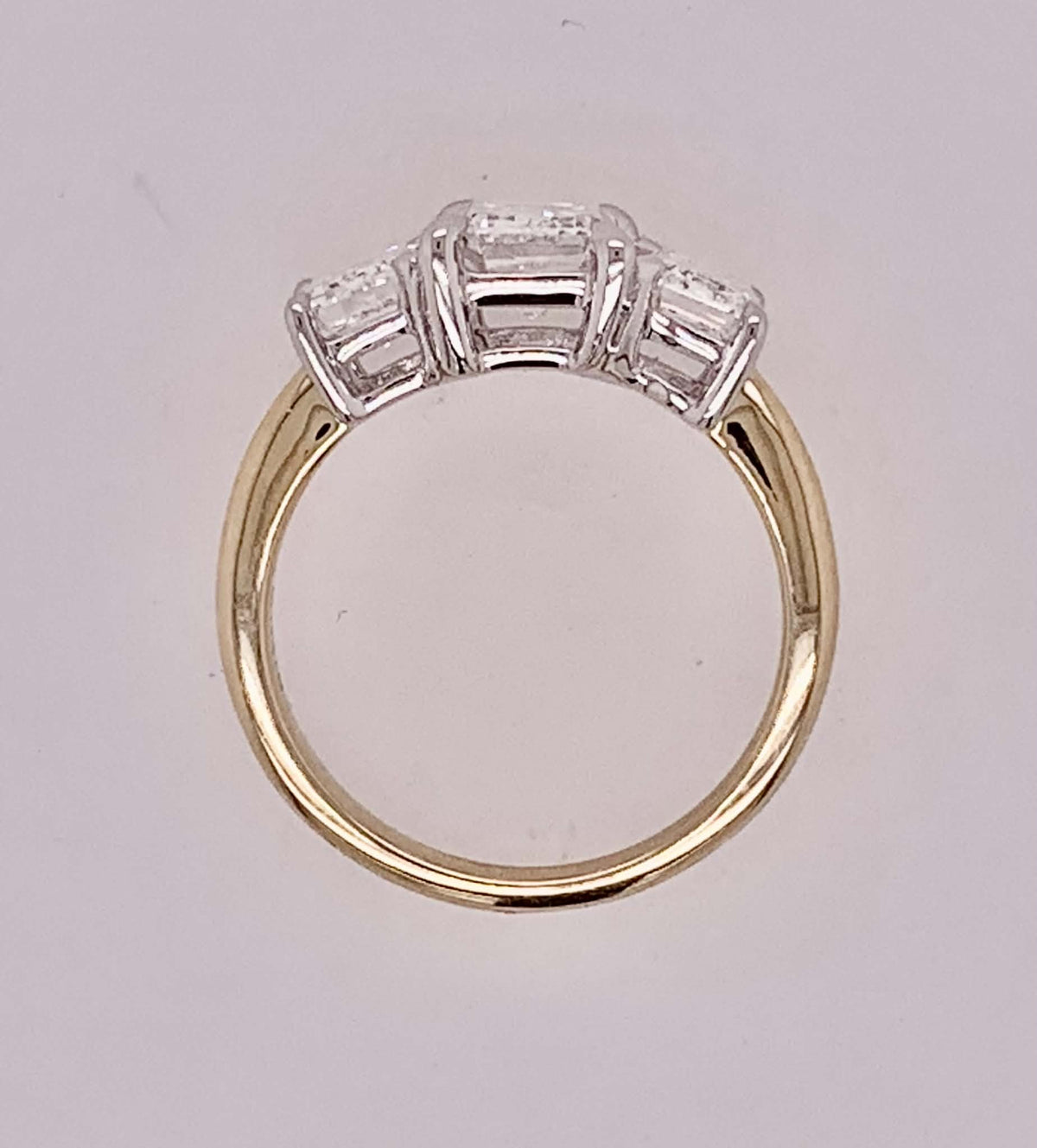 14K Three Stone LAB Diamond Ring