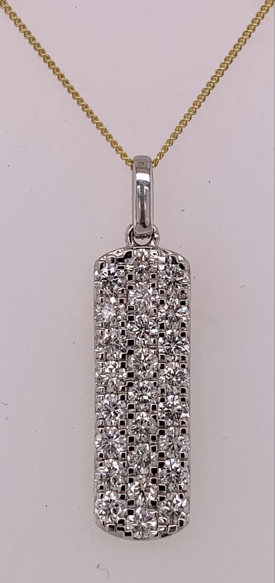 14K Vertical Diamond Bar Pendant