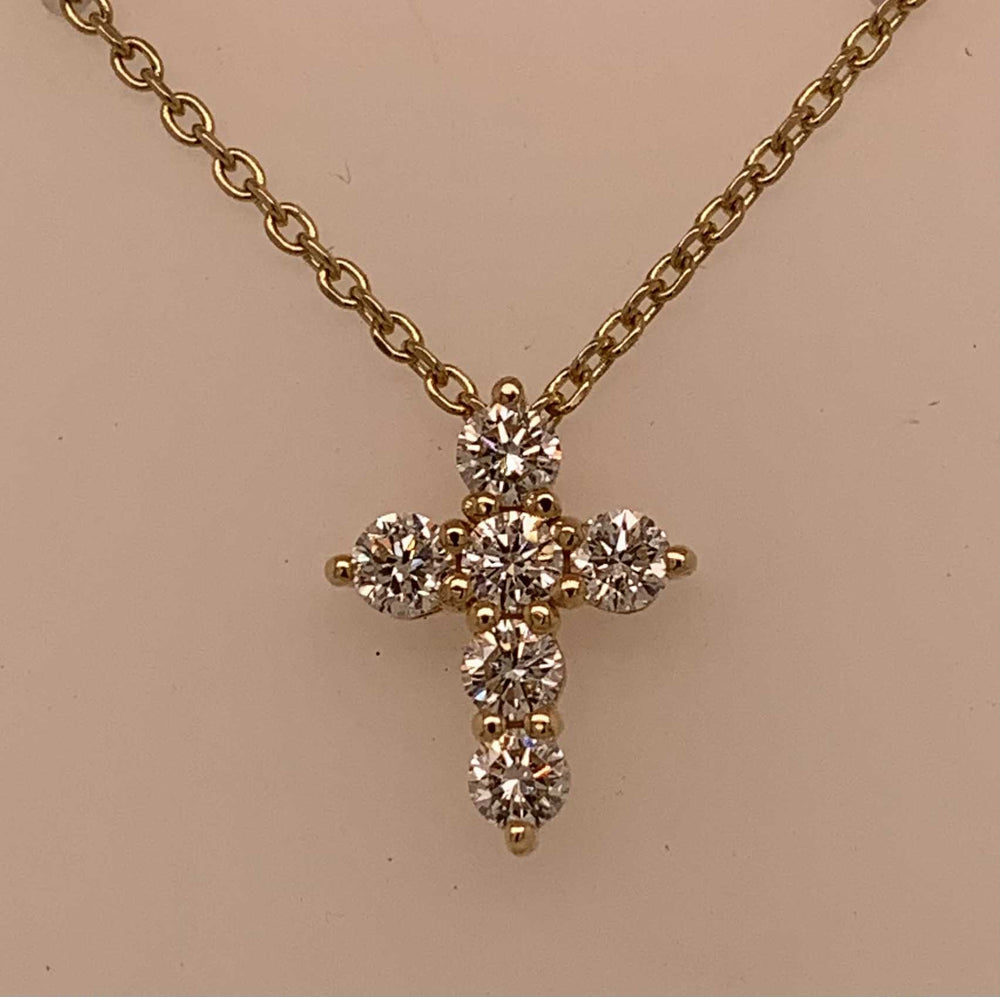 14K LAB Diamond Cross Pendant