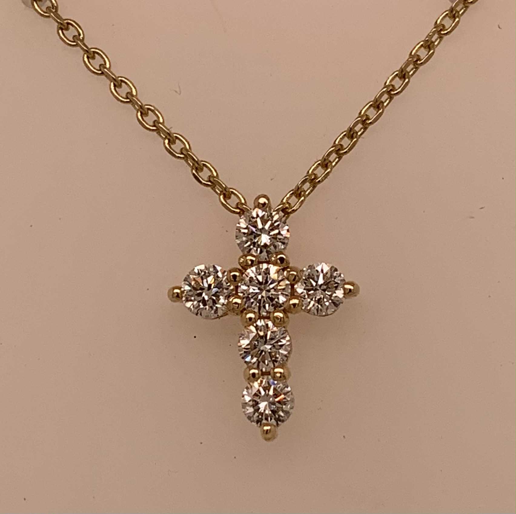 14K LAB Diamond Cross Pendant