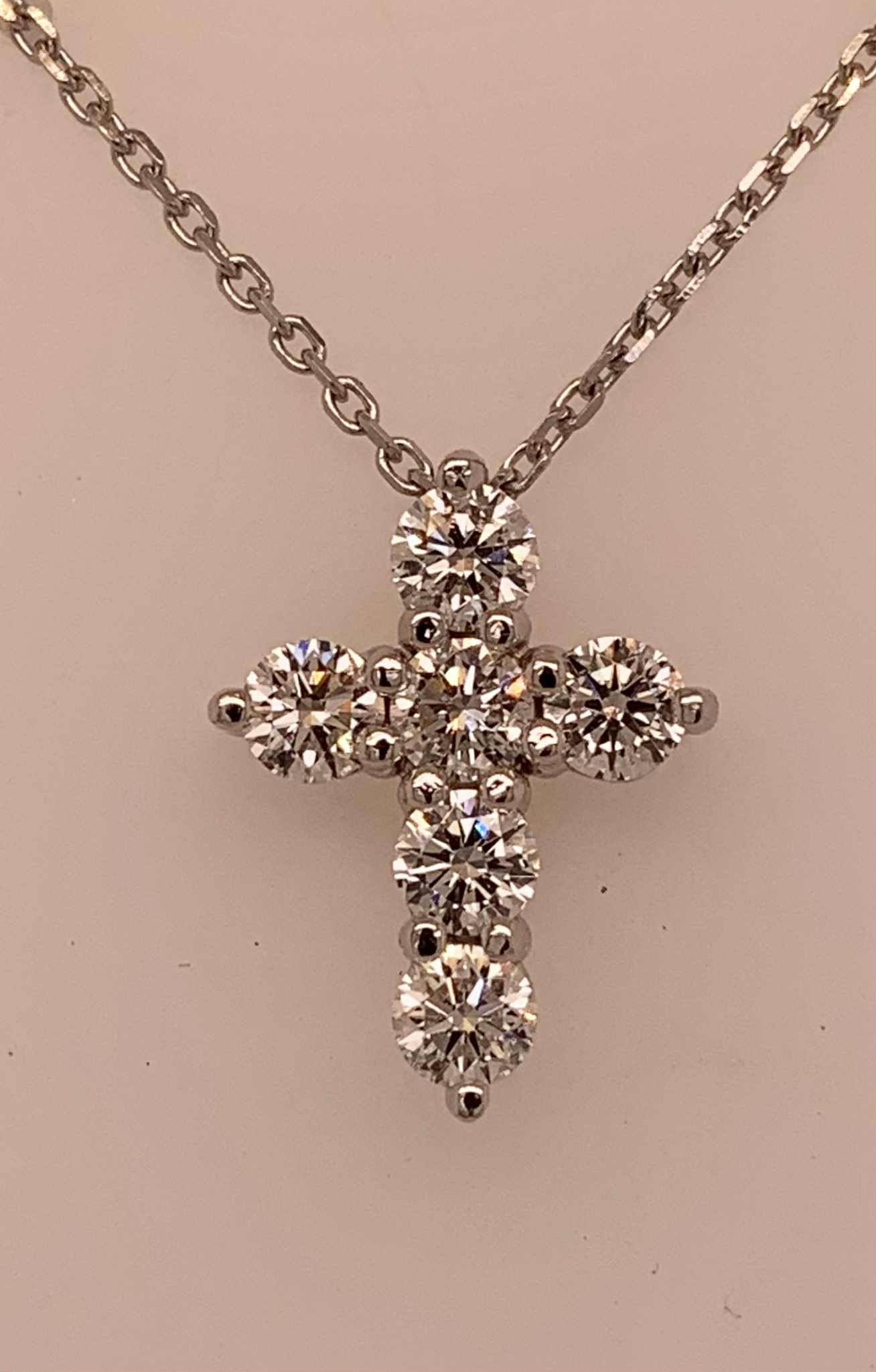 14K LAB Diamond Cross Pendant