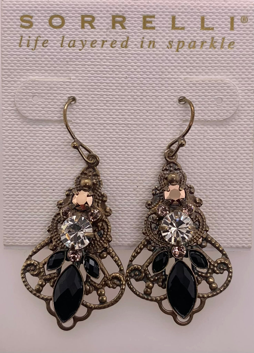 Glittering Multi-Cut Crystal Filigree Earrings