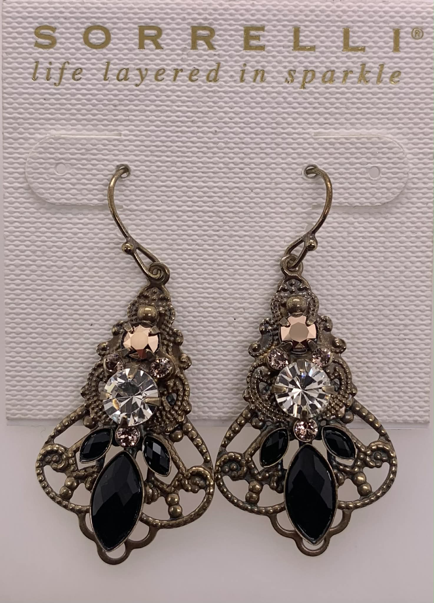 Glittering Multi-Cut Crystal Filigree Earrings