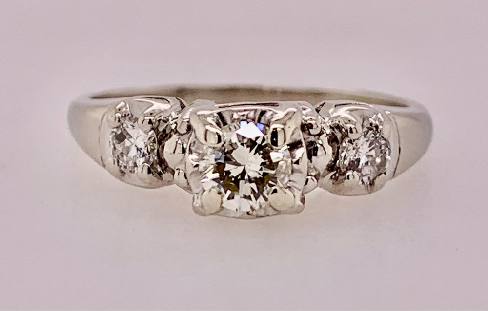 Estate 14K White Gold Engagement Ring