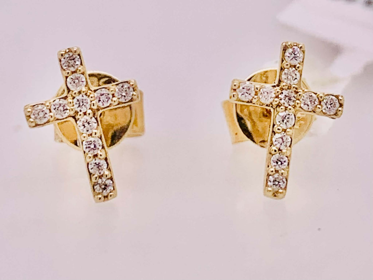 14K Diamond Cross Earrings