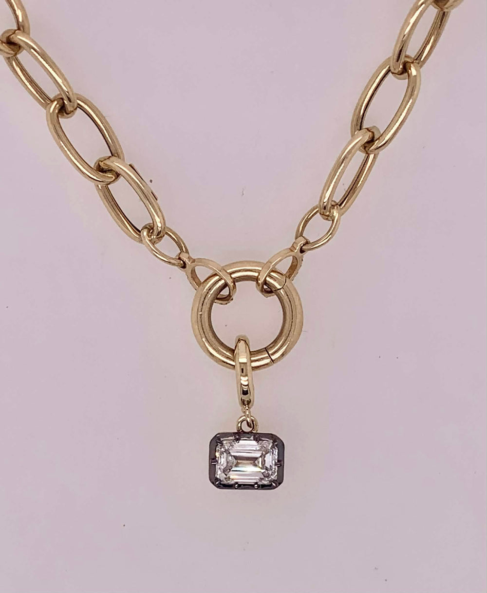 14K Emerald Cut LAB Diamond Pendant/Charm