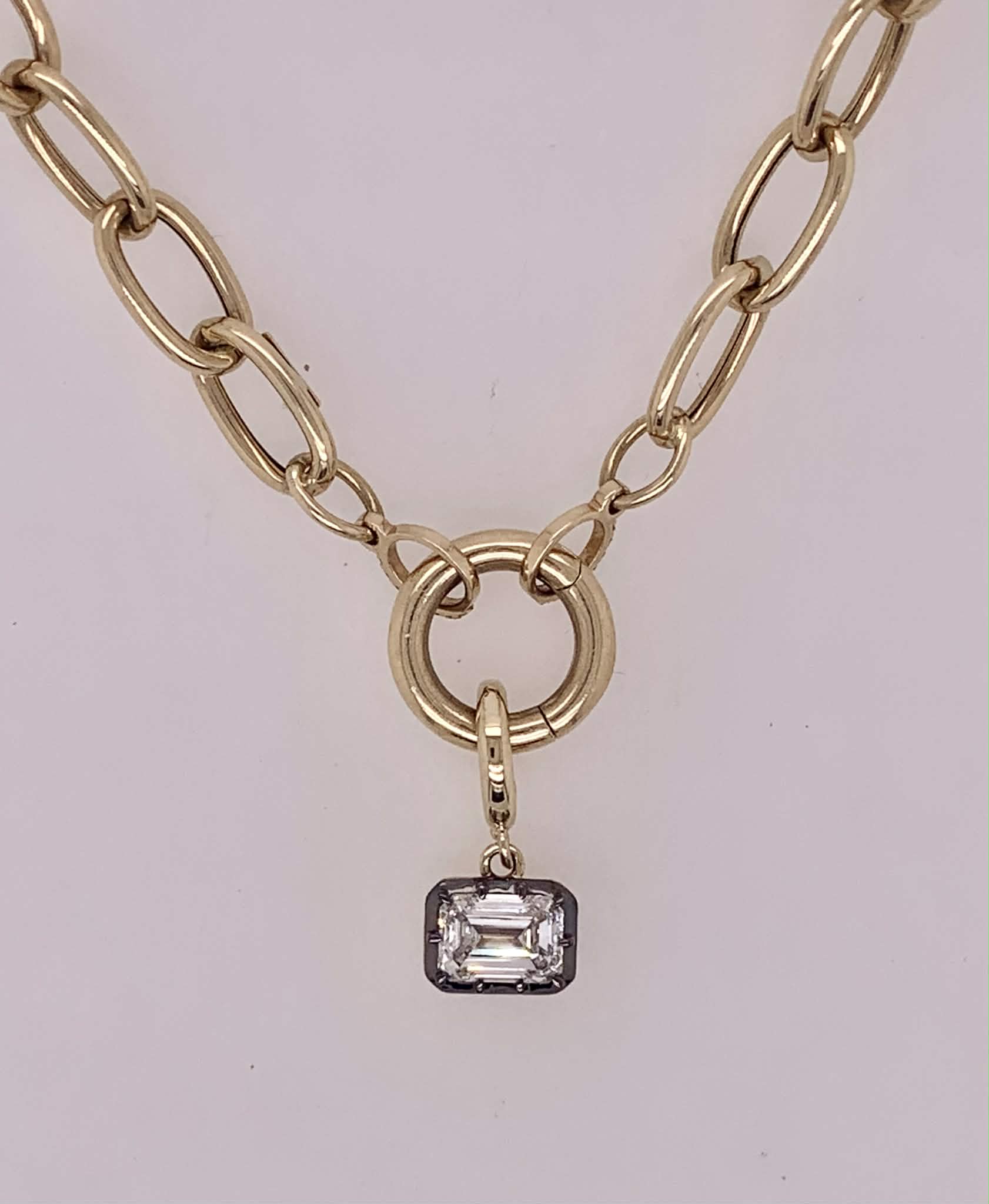 14K Emerald Cut LAB Diamond Pendant/Charm