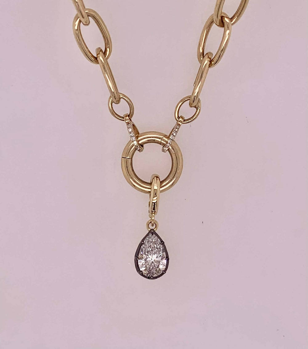 14K Pear Cut LAB Diamond Pendant/Charm