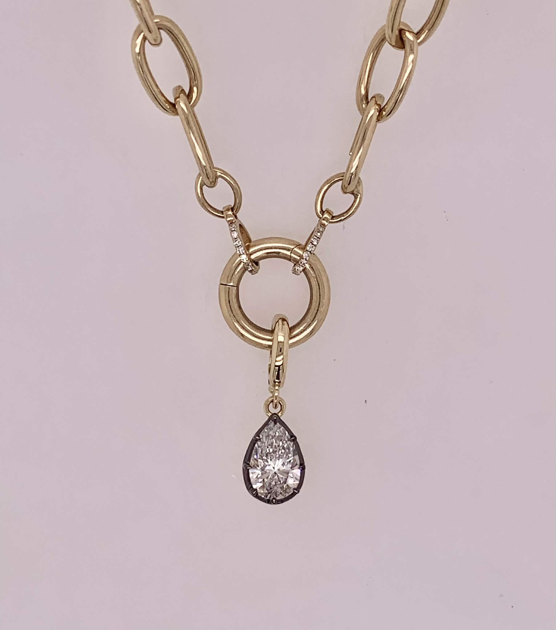 14K Pear Cut LAB Diamond Pendant/Charm