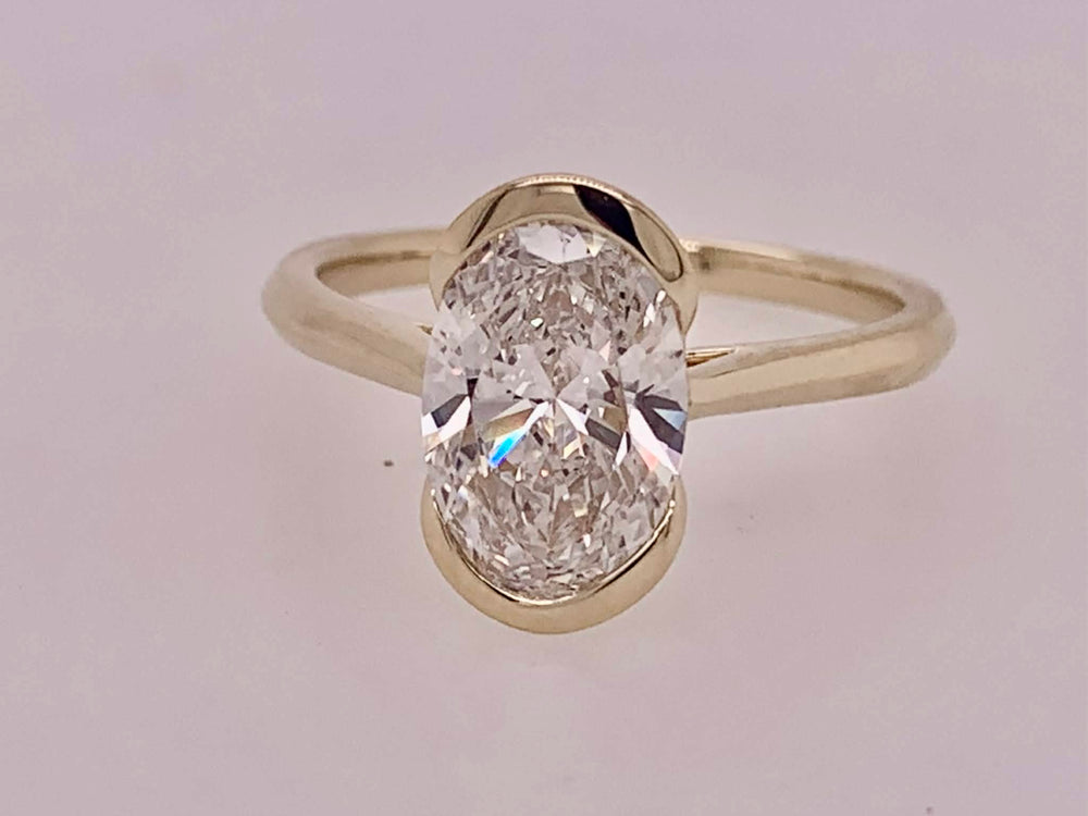 14K Oval LAB Diamond Solitaire Ring