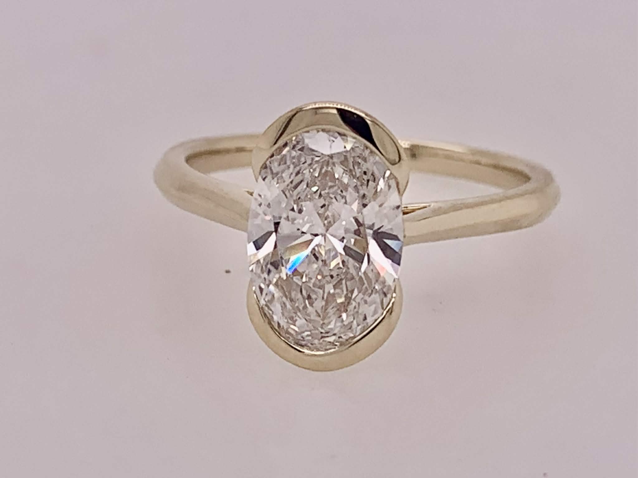 14K Oval LAB Diamond Solitaire Ring
