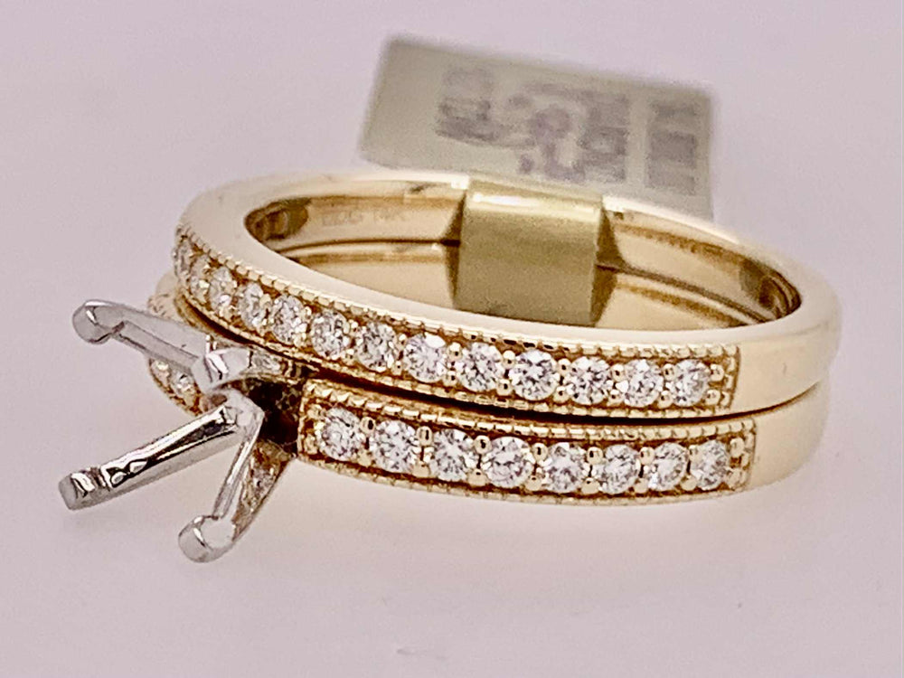 14K Two tone Bridal Semi-Mount Set