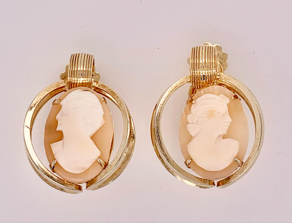 Estate Cameo Clip On Earrings