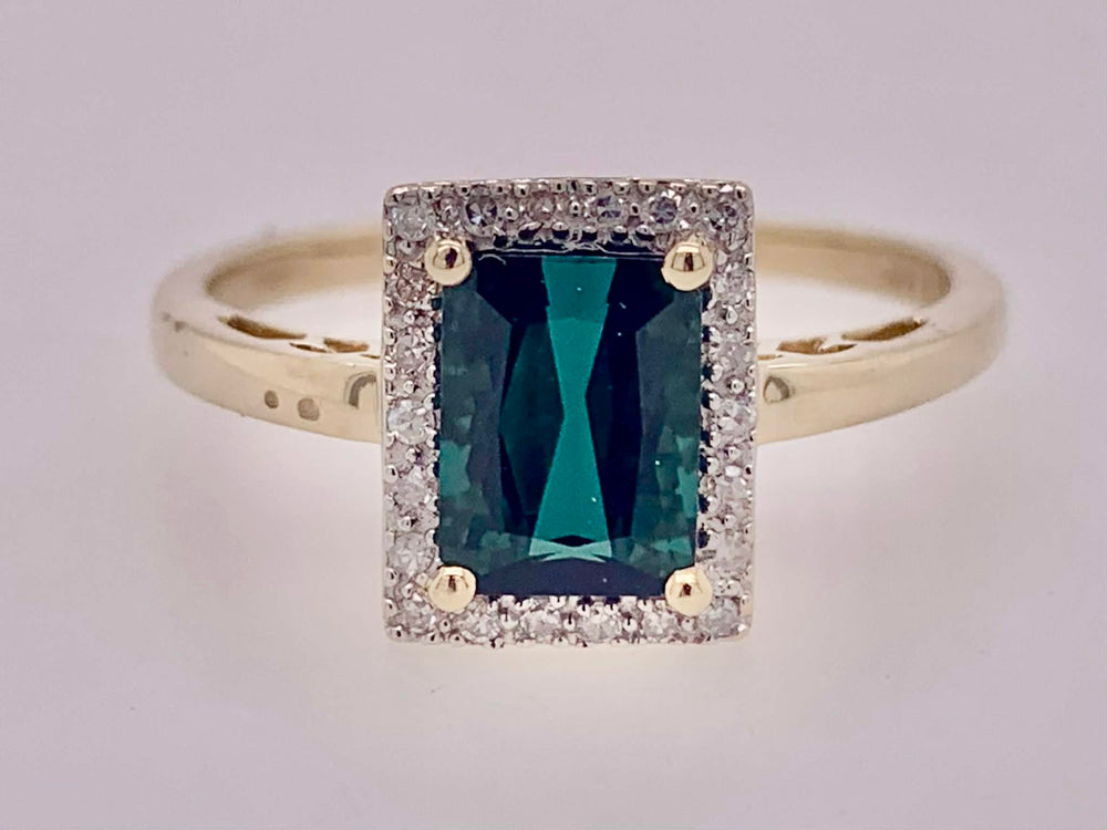 Estate Green Tourmaline & Diamond Ring