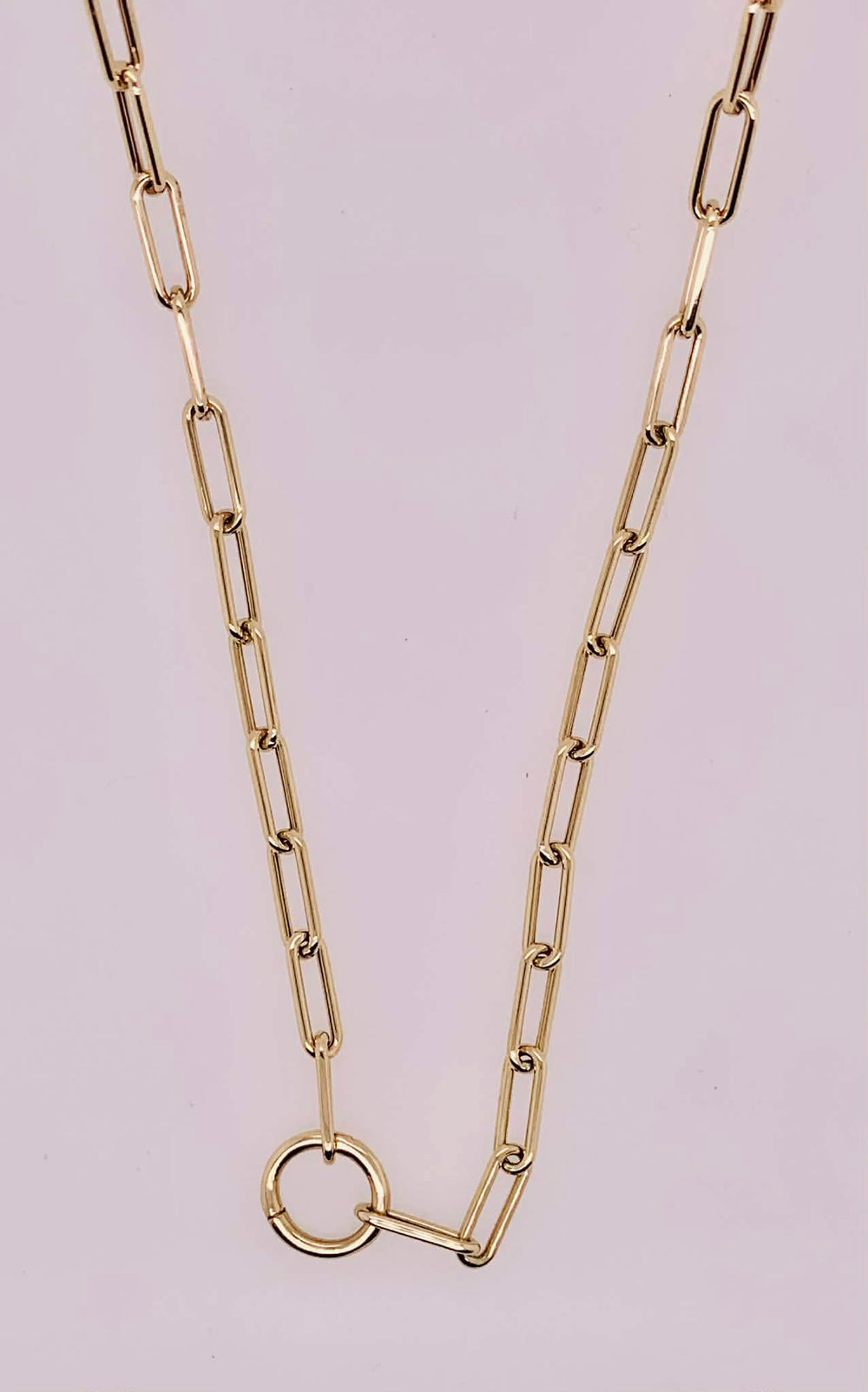 14K Gold Paper Clip Charm Holder Necklace